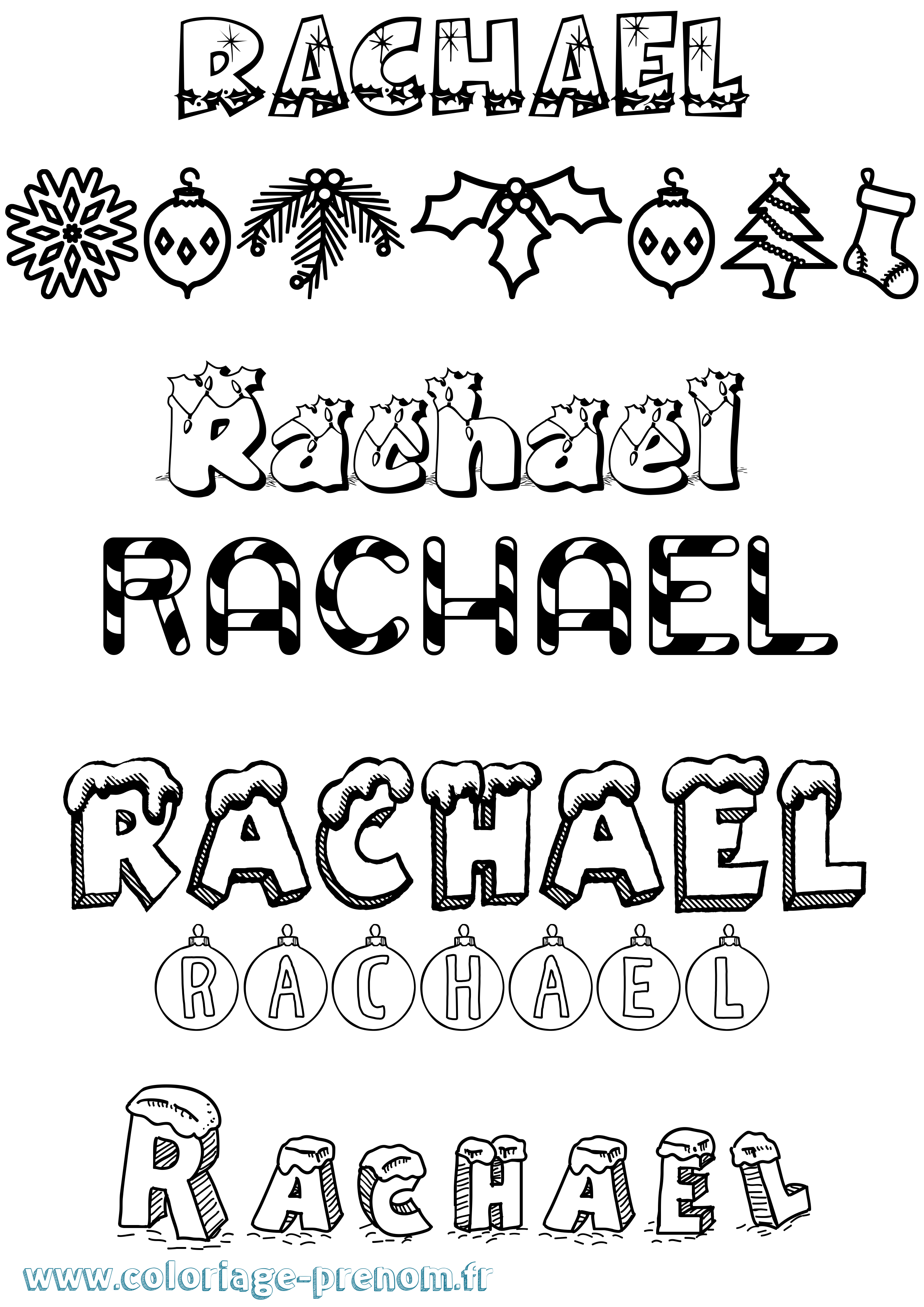 Coloriage Rachael Noël Coloriage prénom Rachael Noël