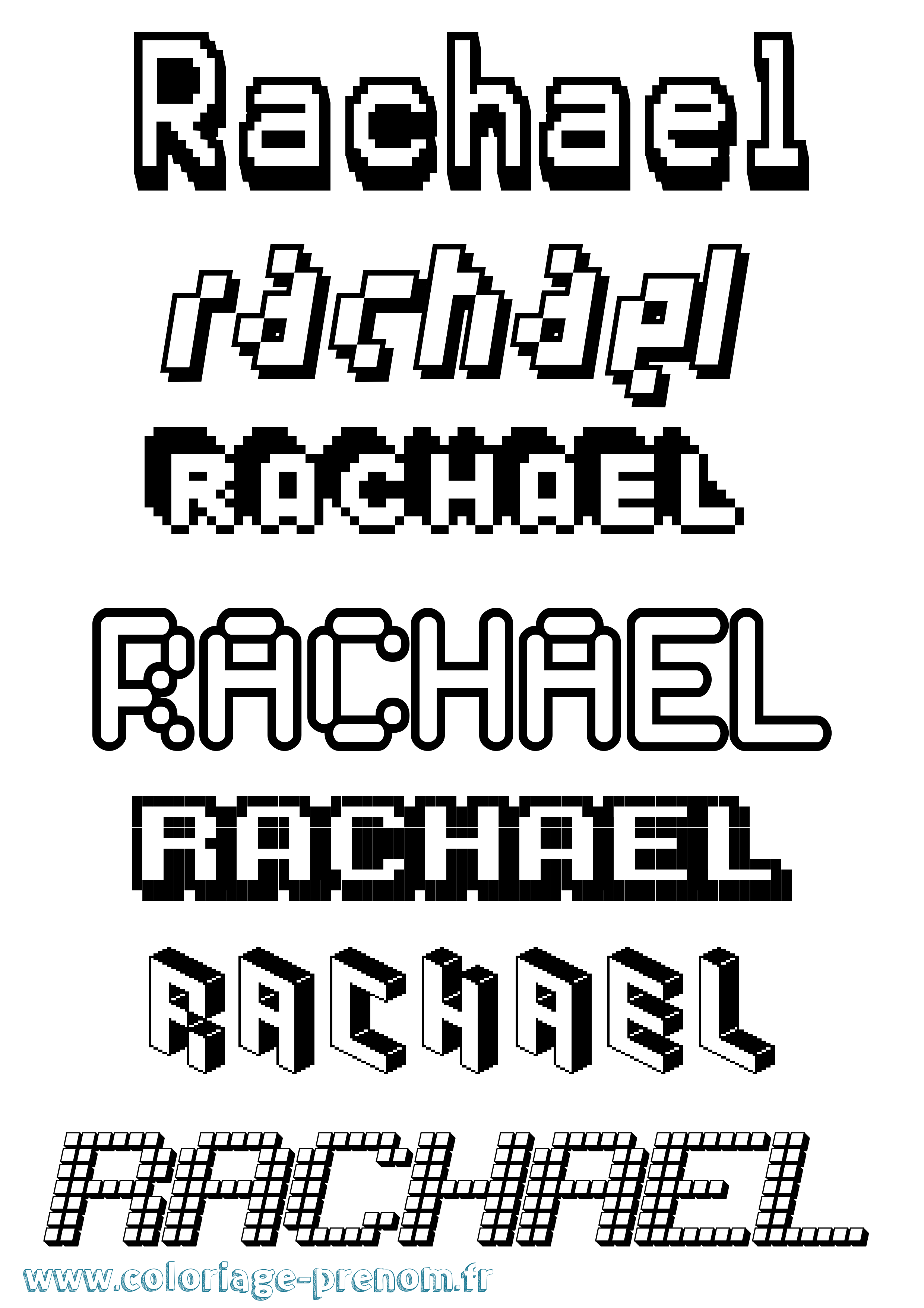Coloriage prénom Rachael Pixel