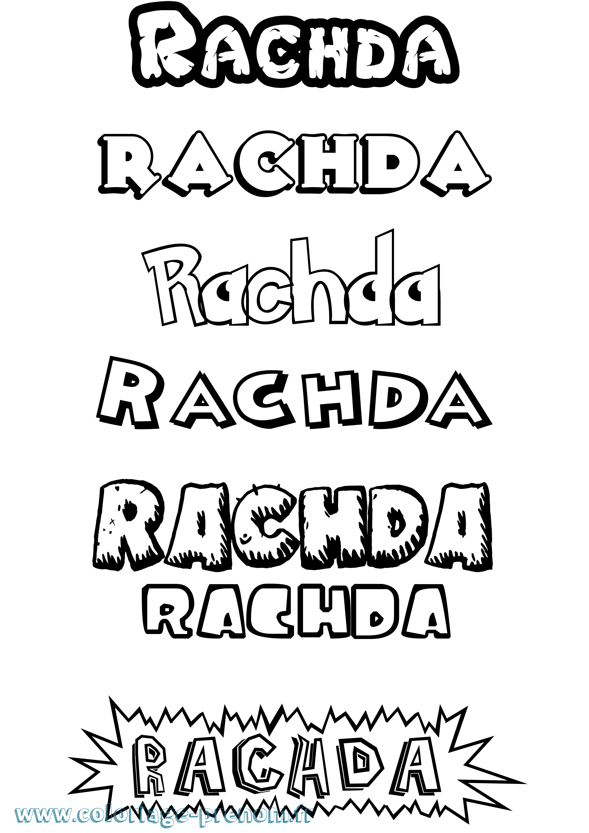 Coloriage Rachda Dessin Animé Coloriage prénom Rachda Dessin Animé