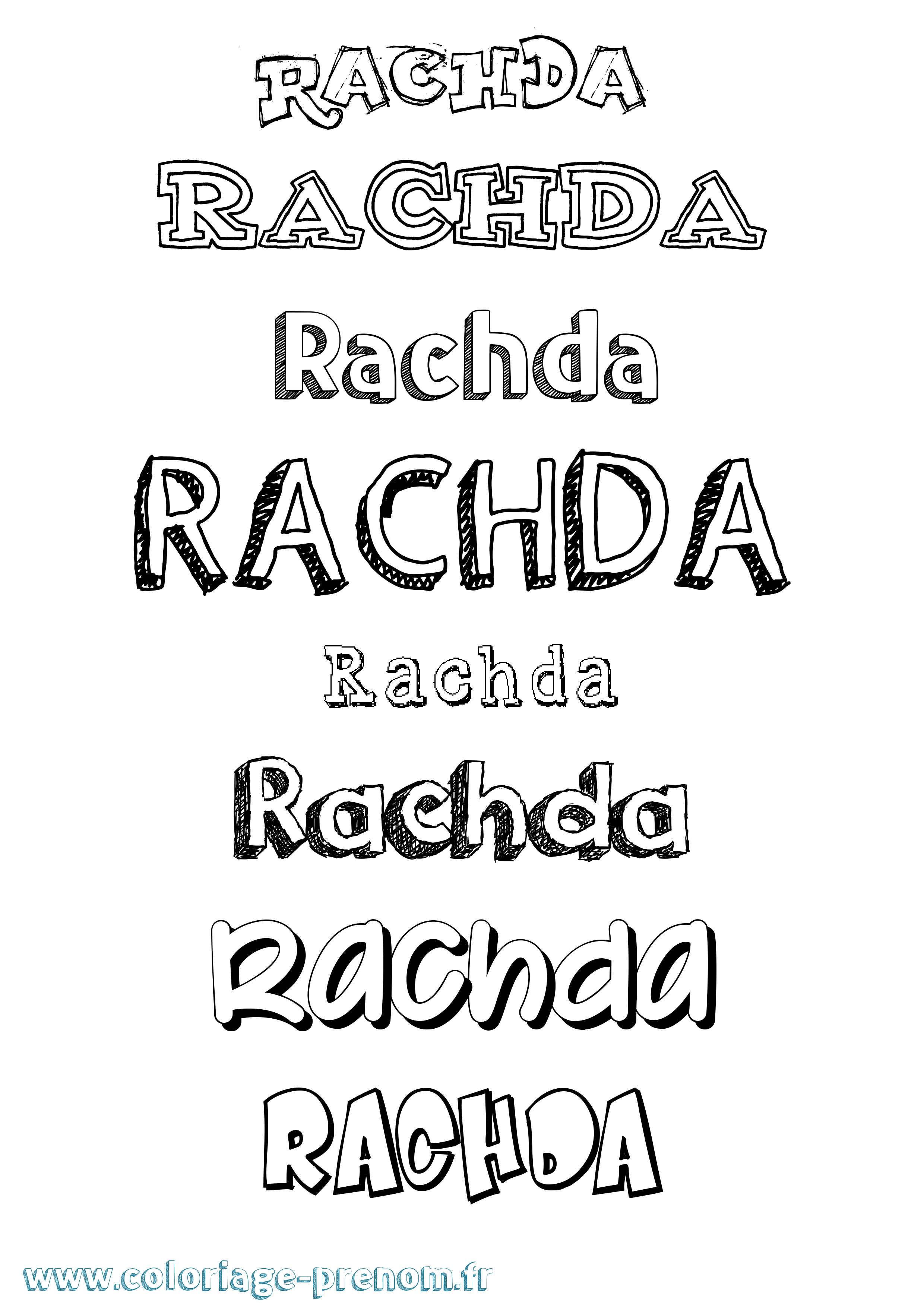 Coloriage Rachda Dessiné Coloriage prénom Rachda Dessiné
