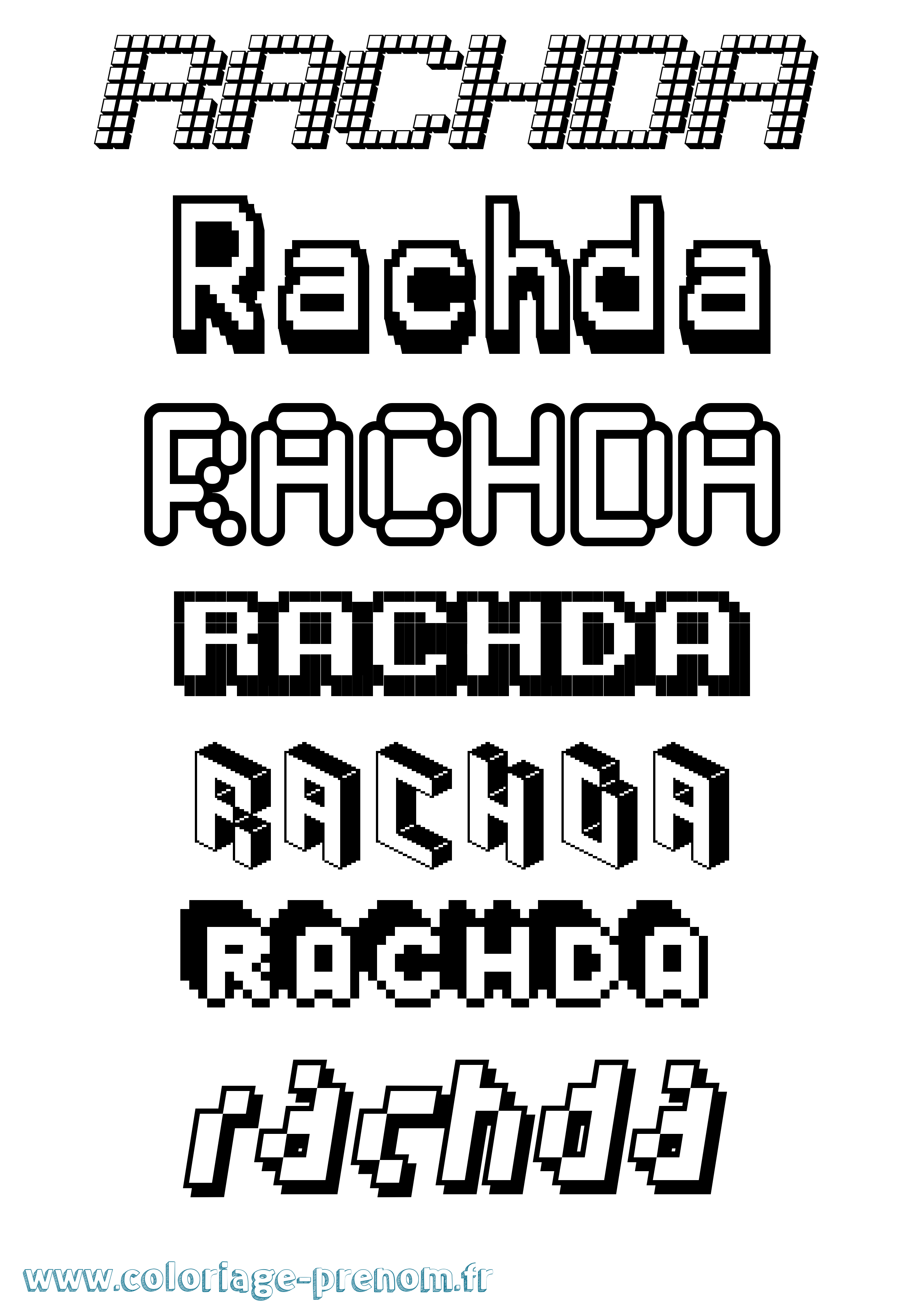 Coloriage Rachda Pixel Coloriage prénom Rachda Pixel