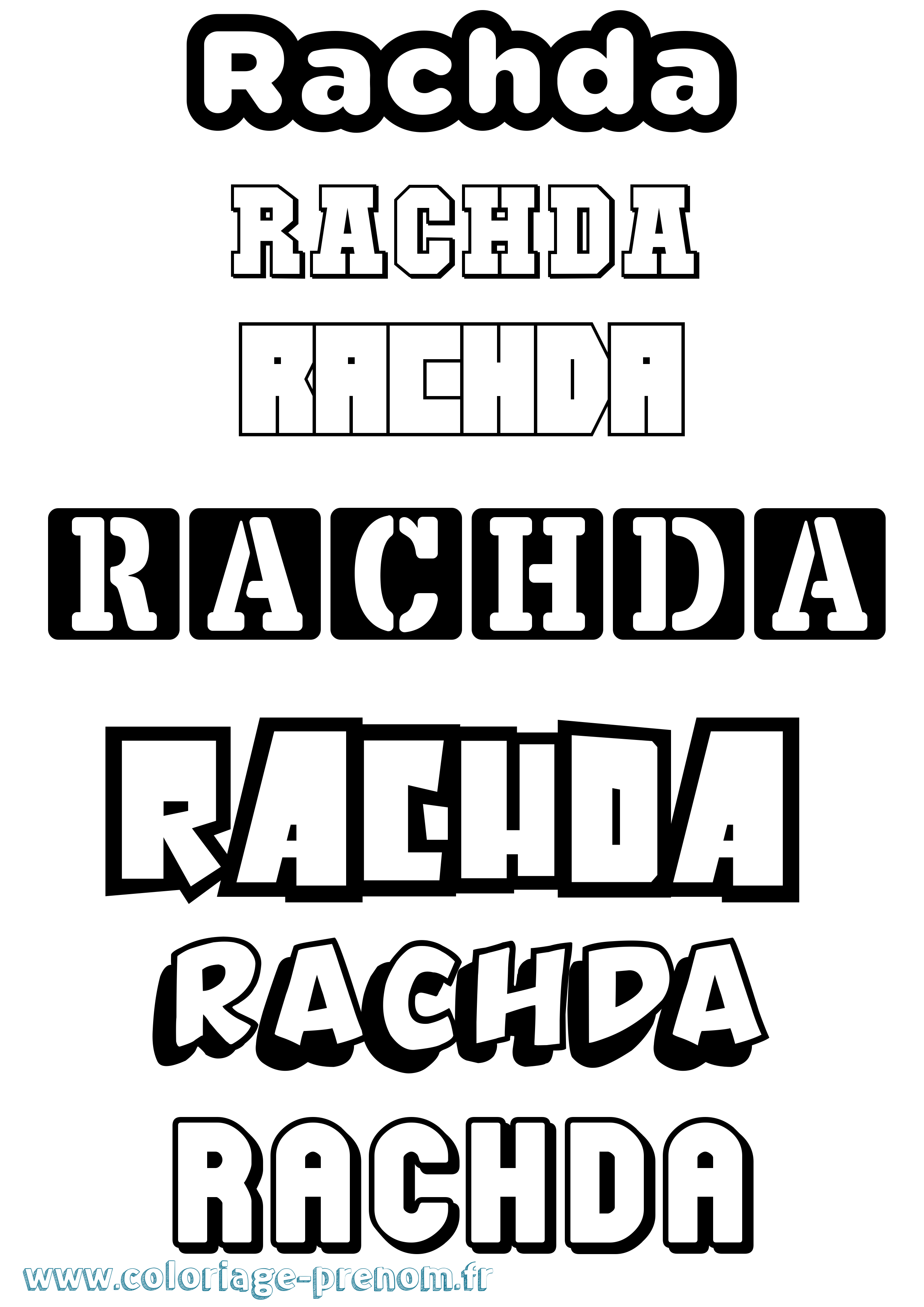 Coloriage Rachda Simple Coloriage prénom Rachda Simple