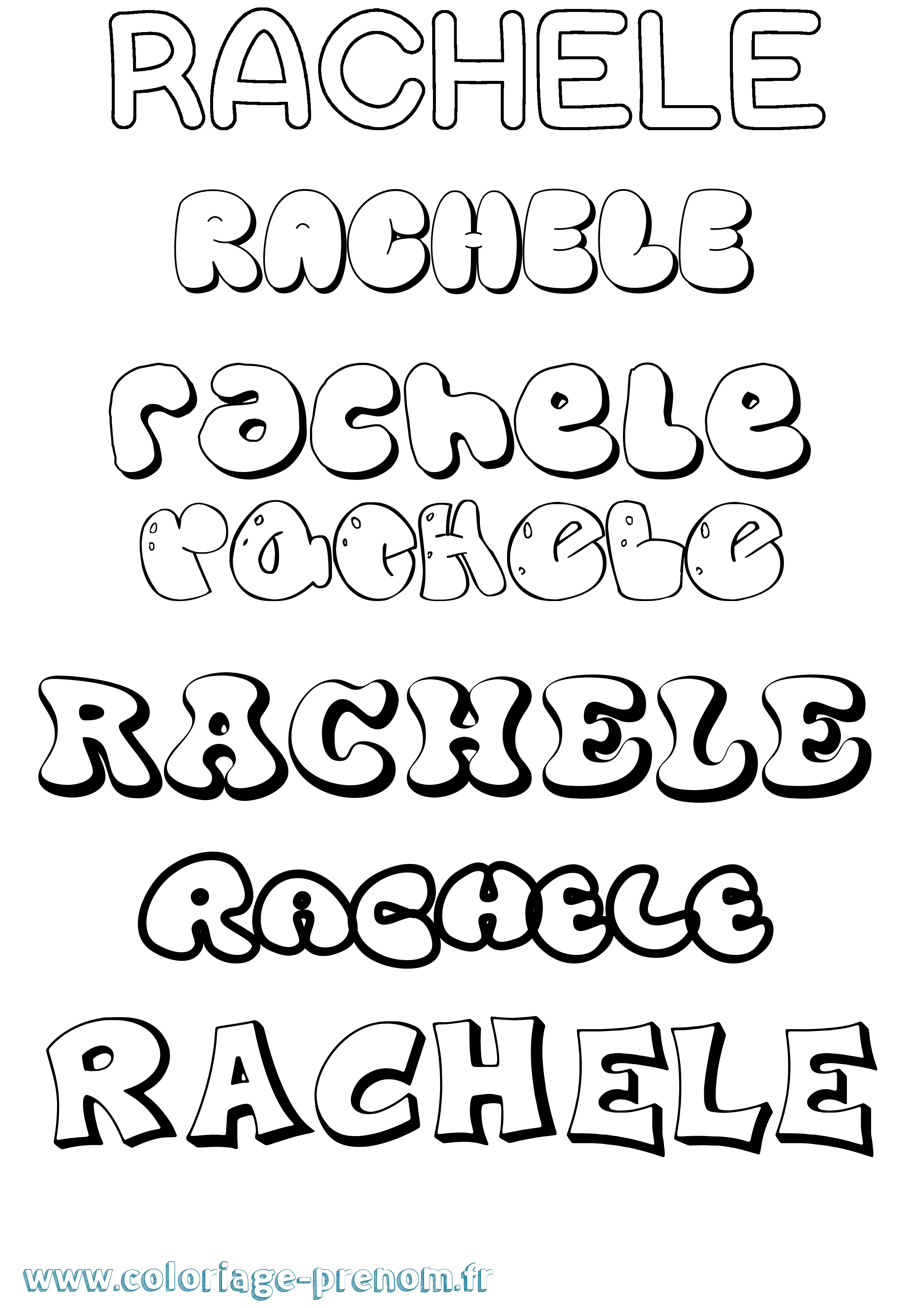 Coloriage prénom Rachele Bubble