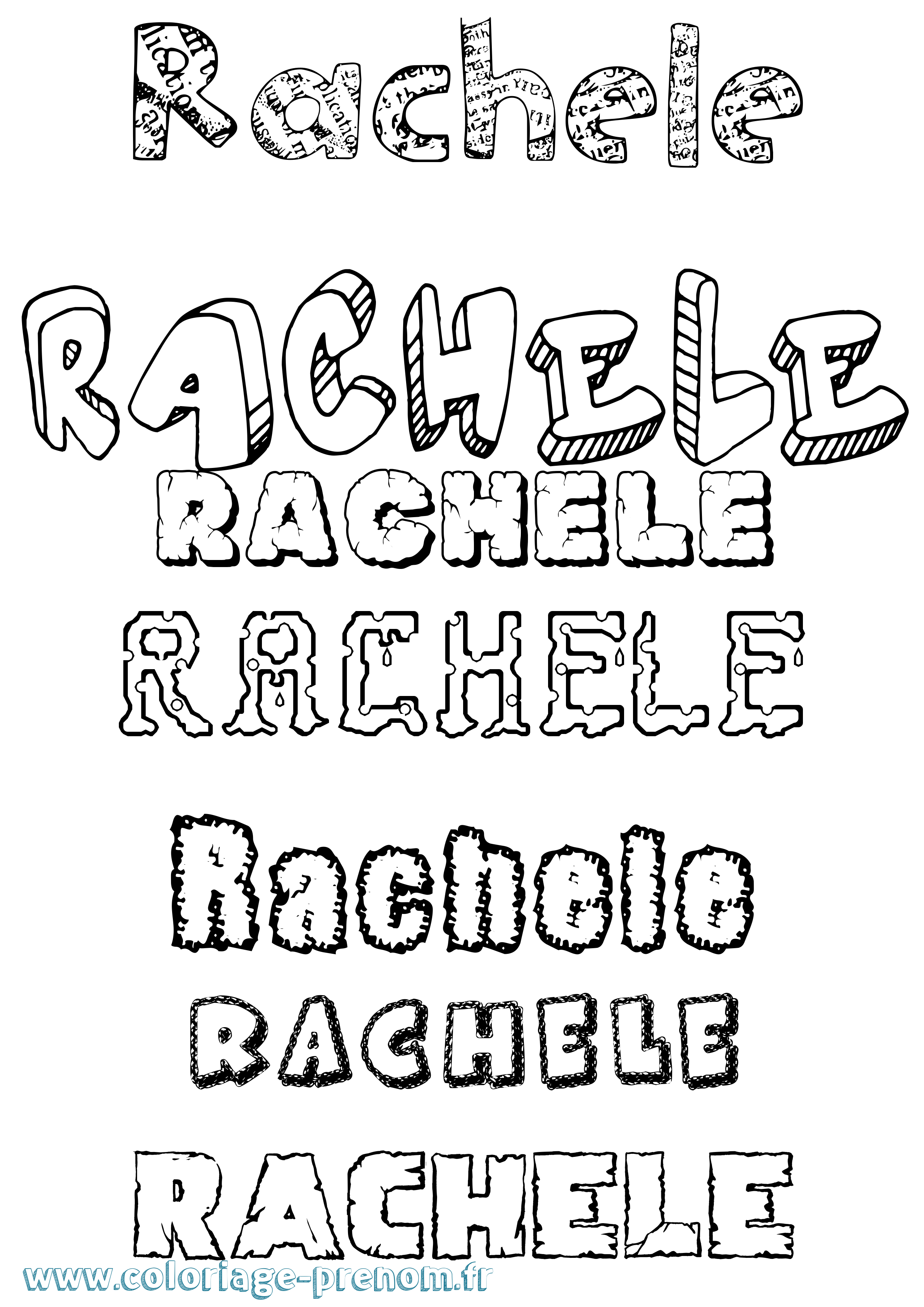 Coloriage prénom Rachele Destructuré