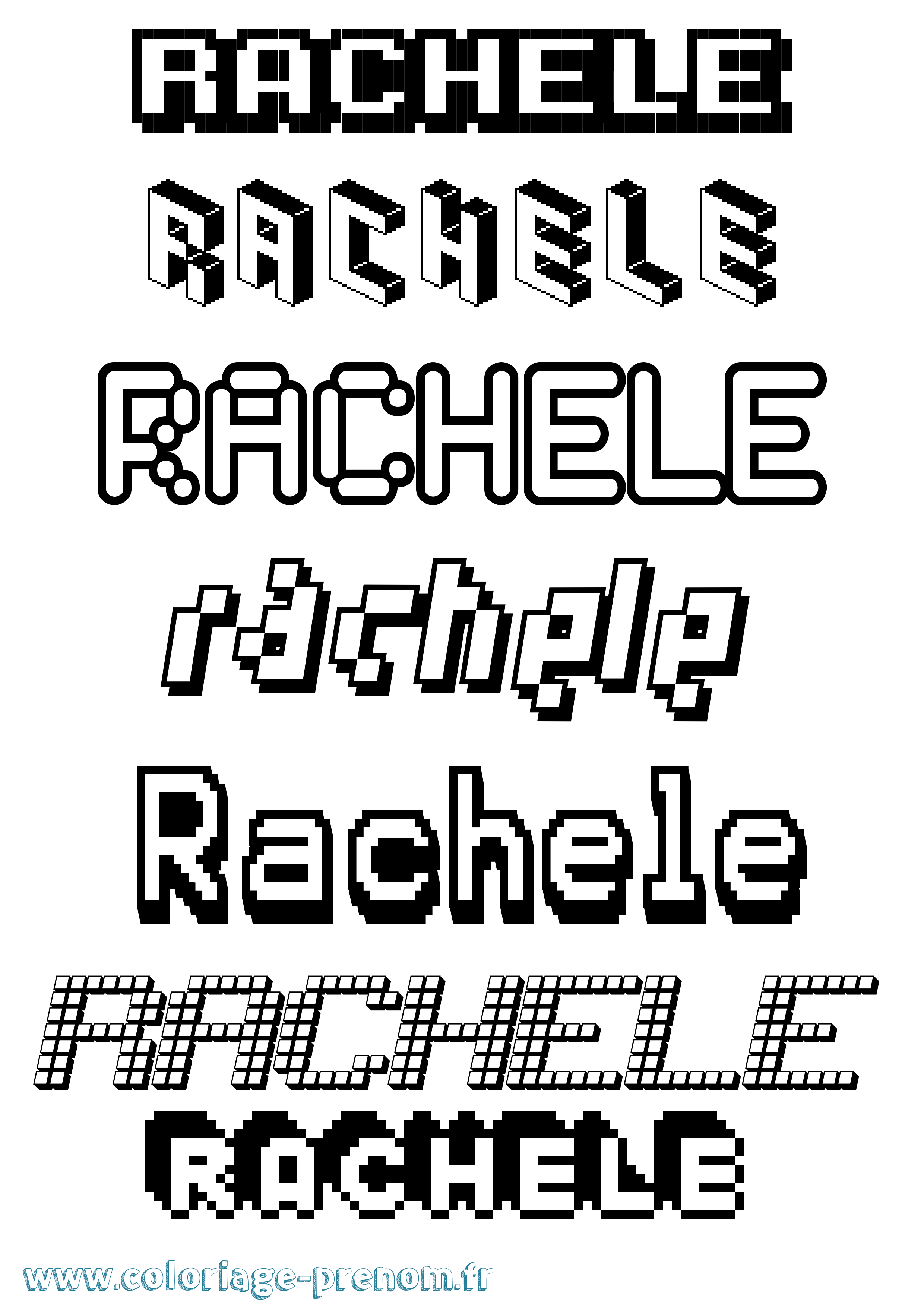 Coloriage prénom Rachele Pixel