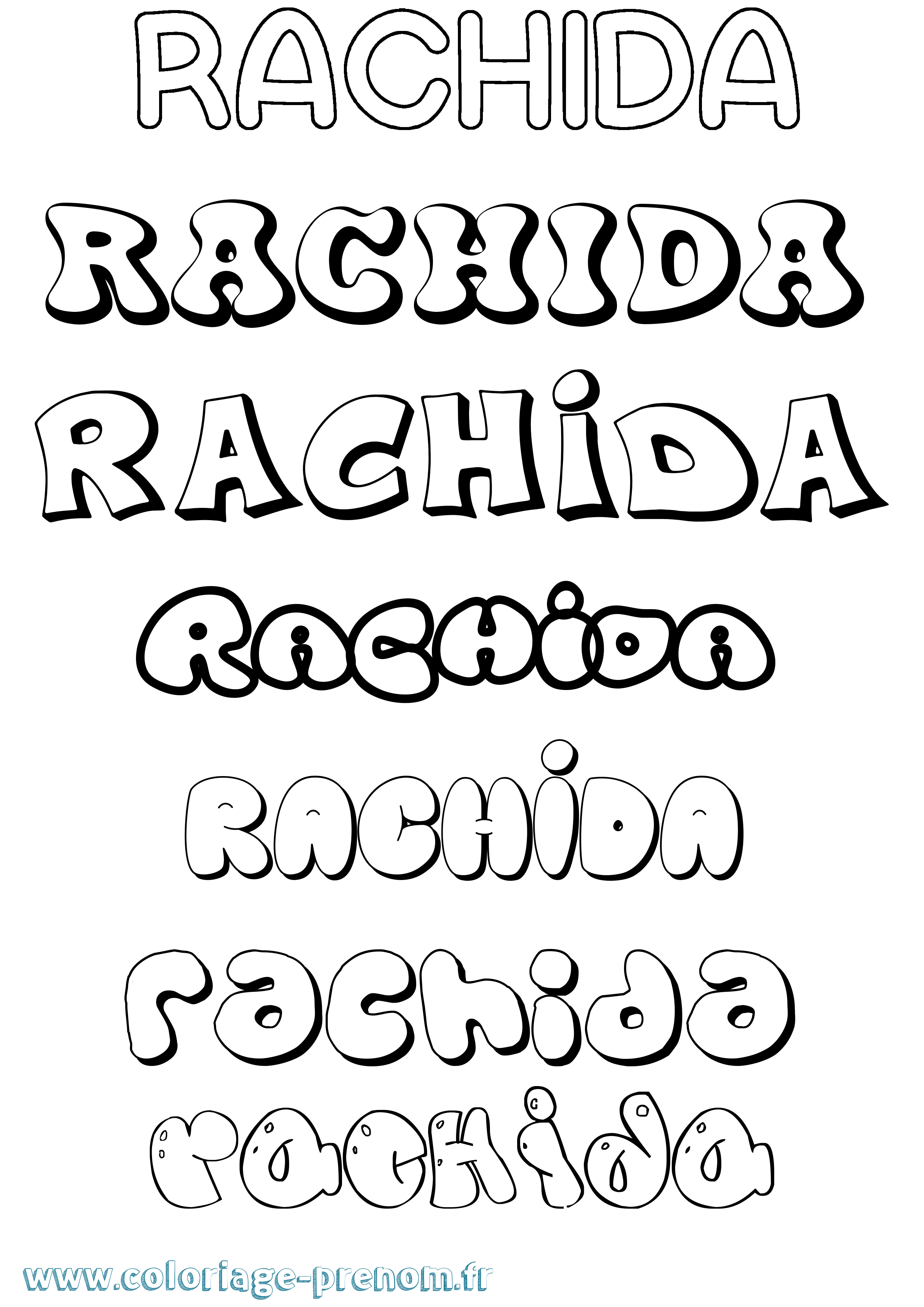 Coloriage Rachida Bubble Coloriage prénom Rachida Bubble