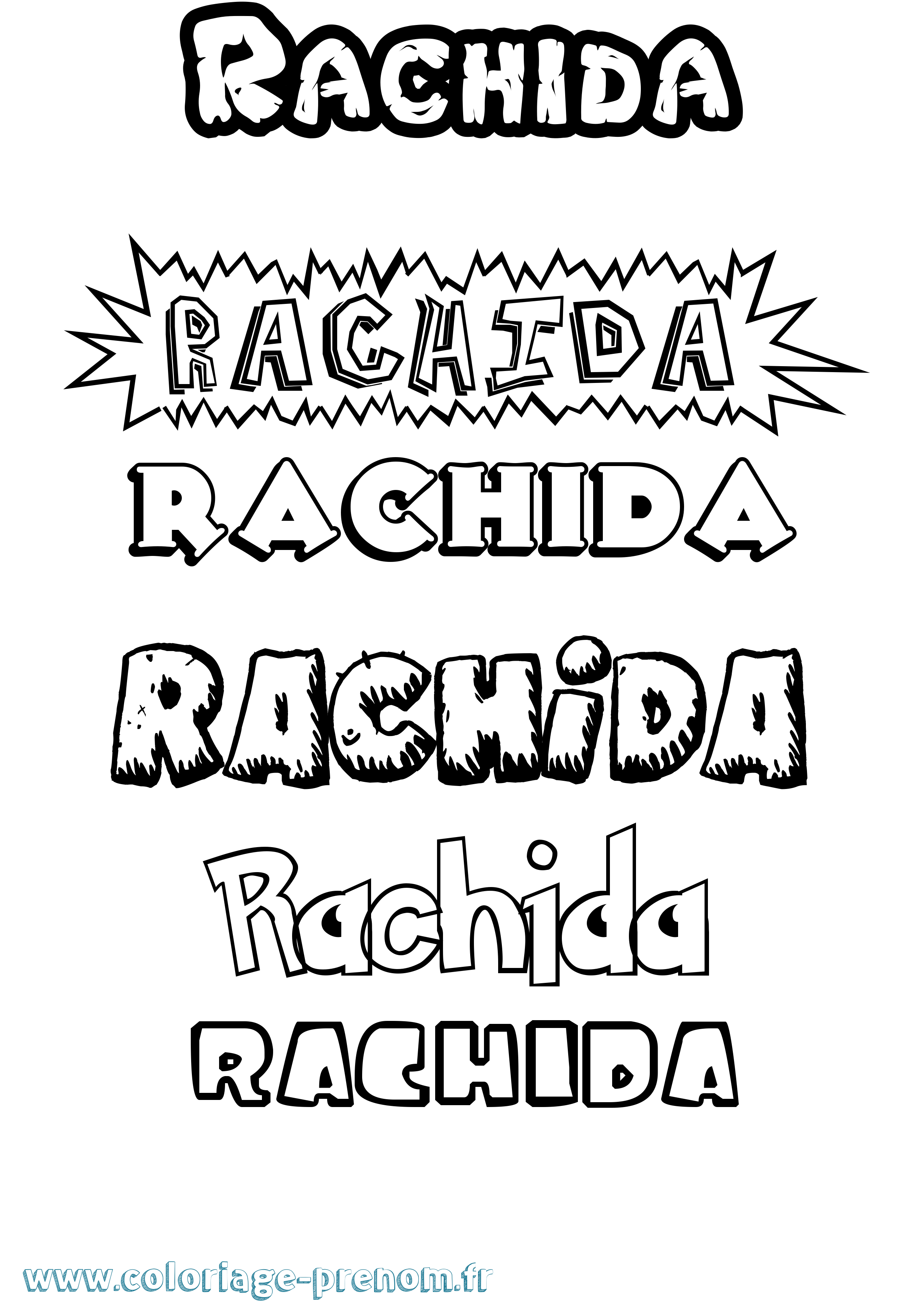 Coloriage Rachida Dessin Animé Coloriage prénom Rachida Dessin Animé