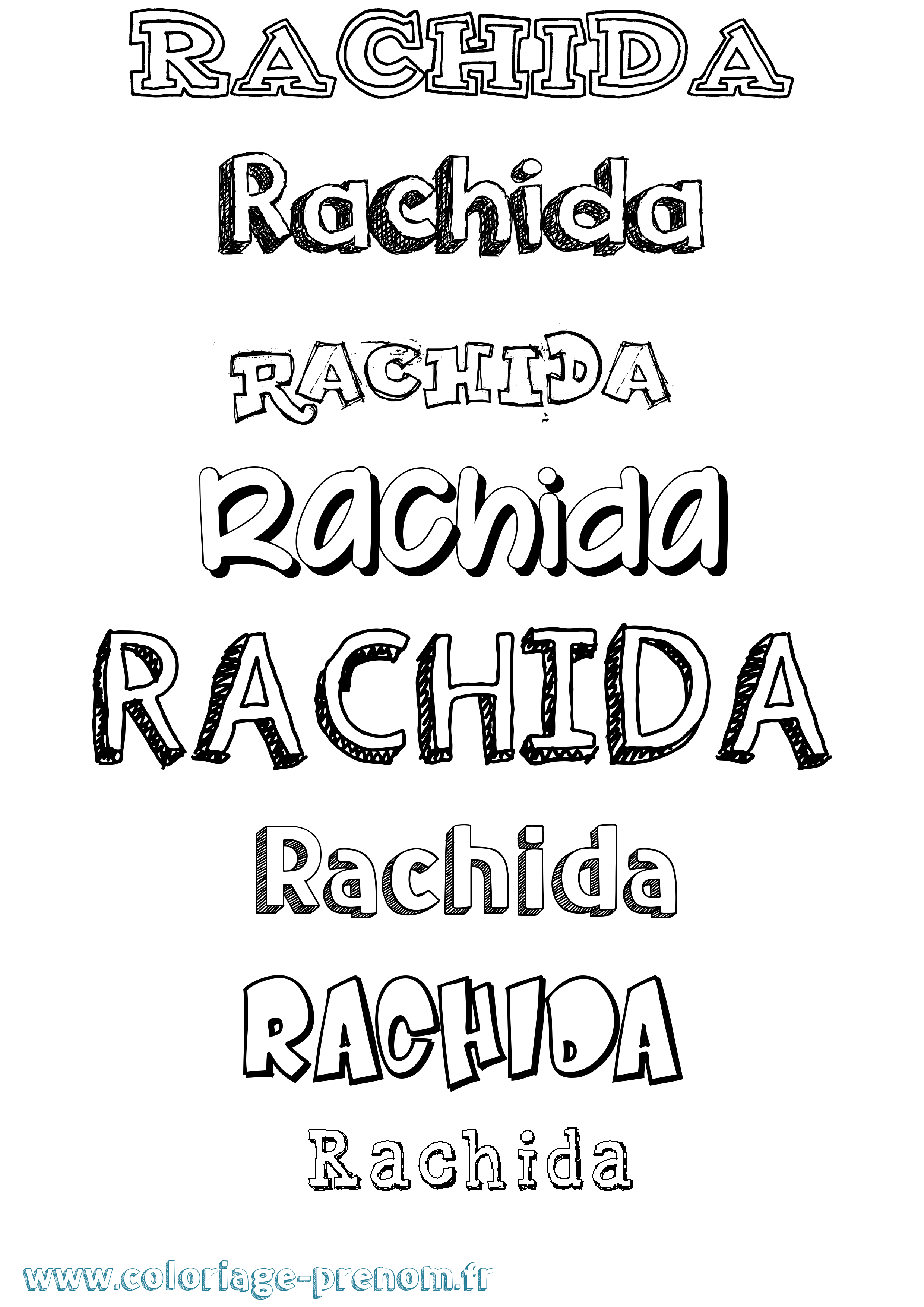 Coloriage prénom Rachida Dessiné