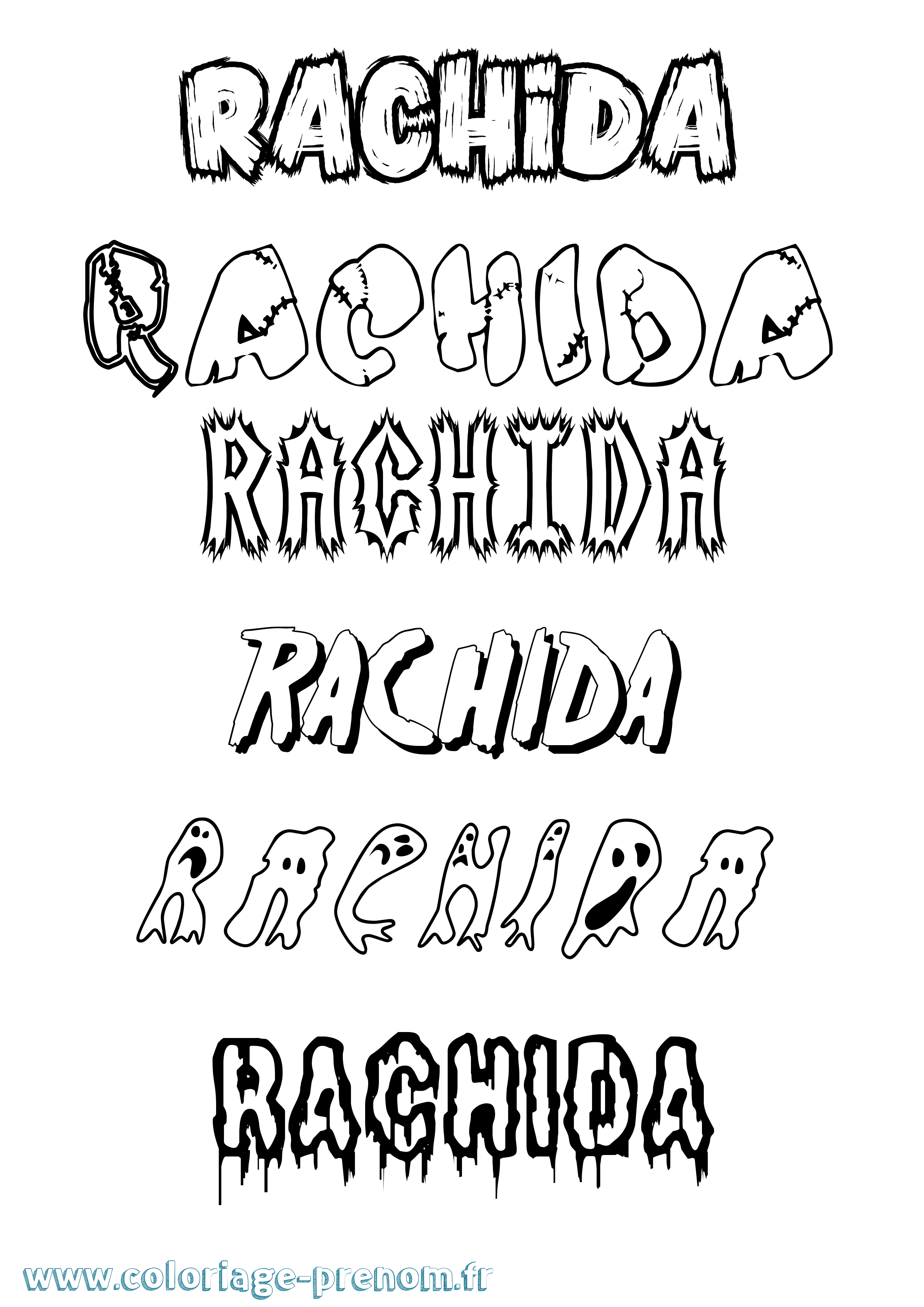 Coloriage prénom Rachida Frisson