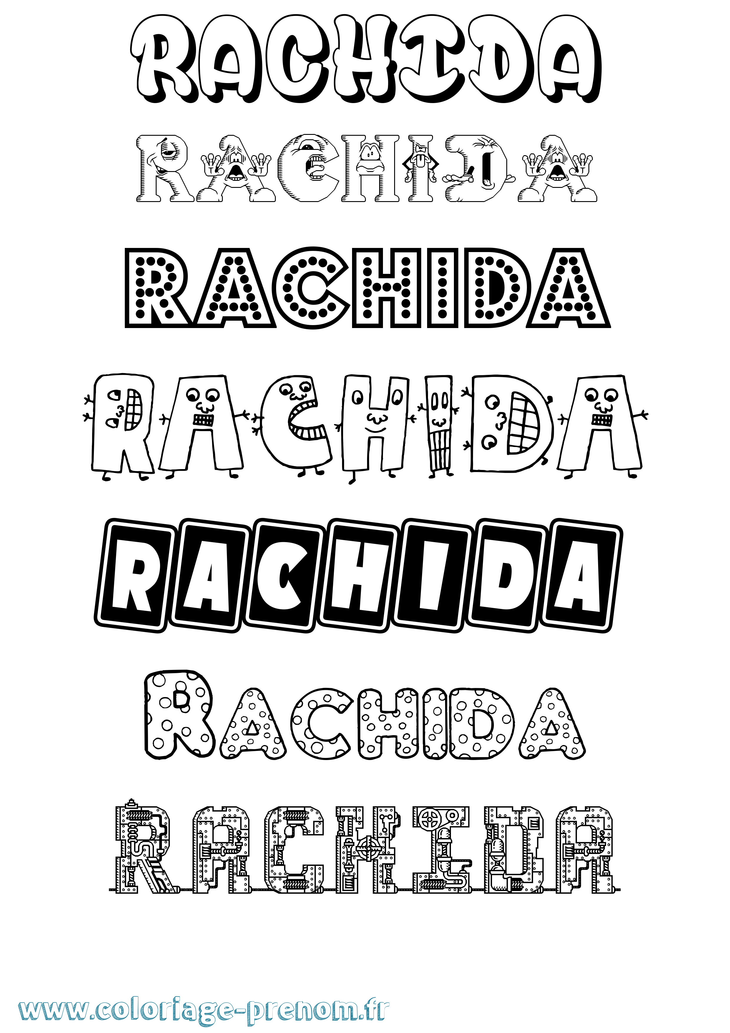 Coloriage Rachida Fun Coloriage prénom Rachida Fun