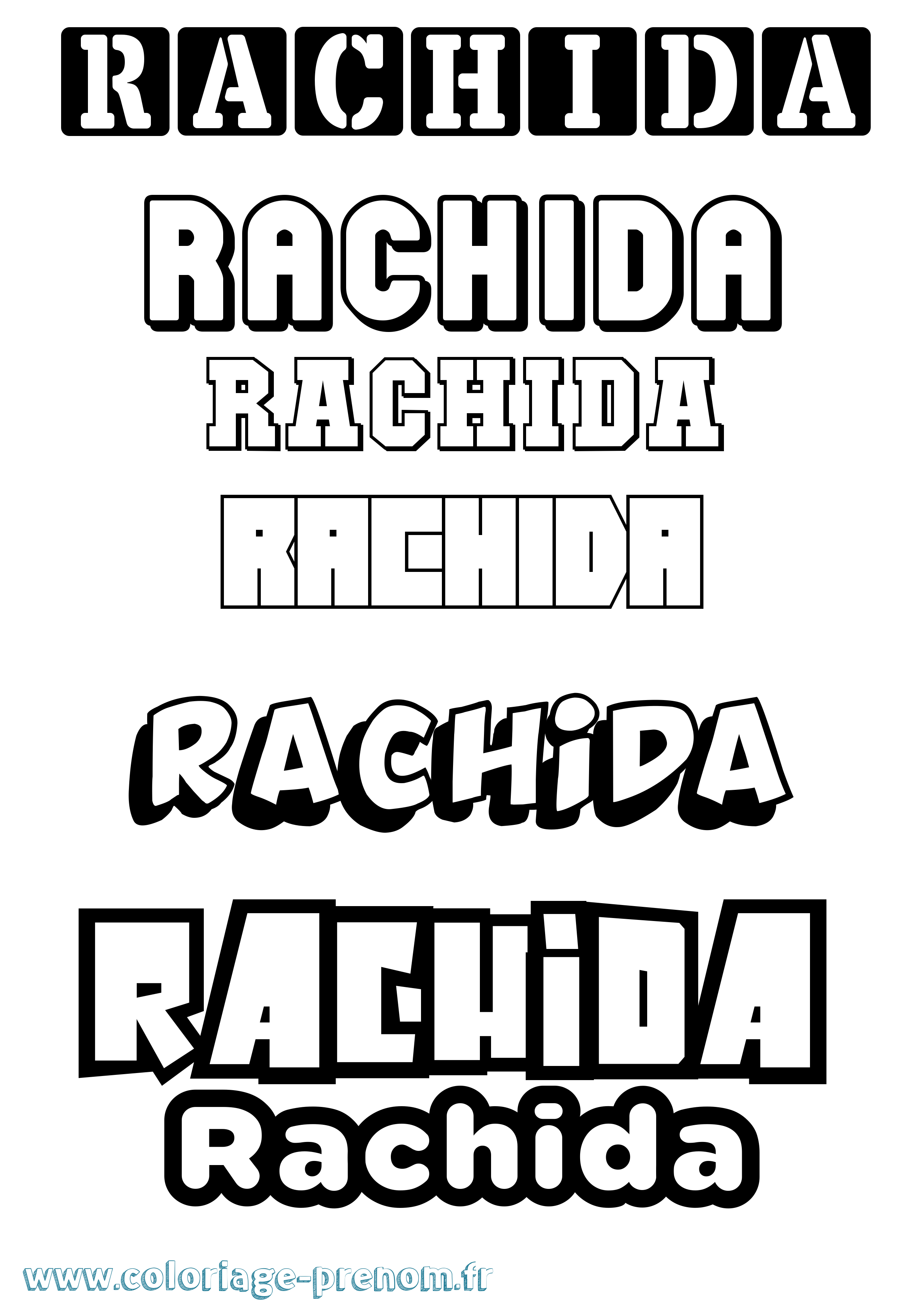 Coloriage prénom Rachida Simple