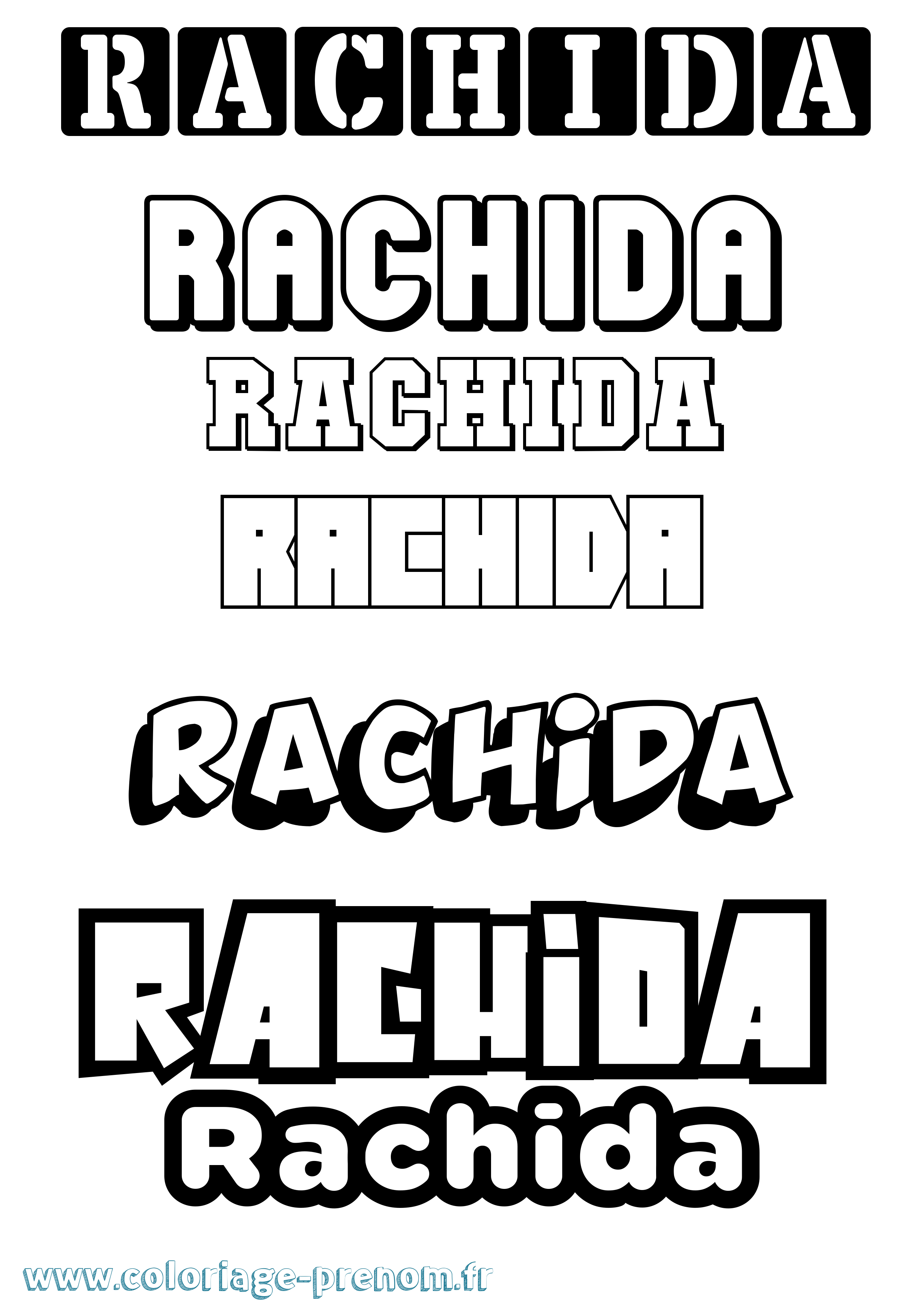 Coloriage Rachida Simple Coloriage prénom Rachida Simple