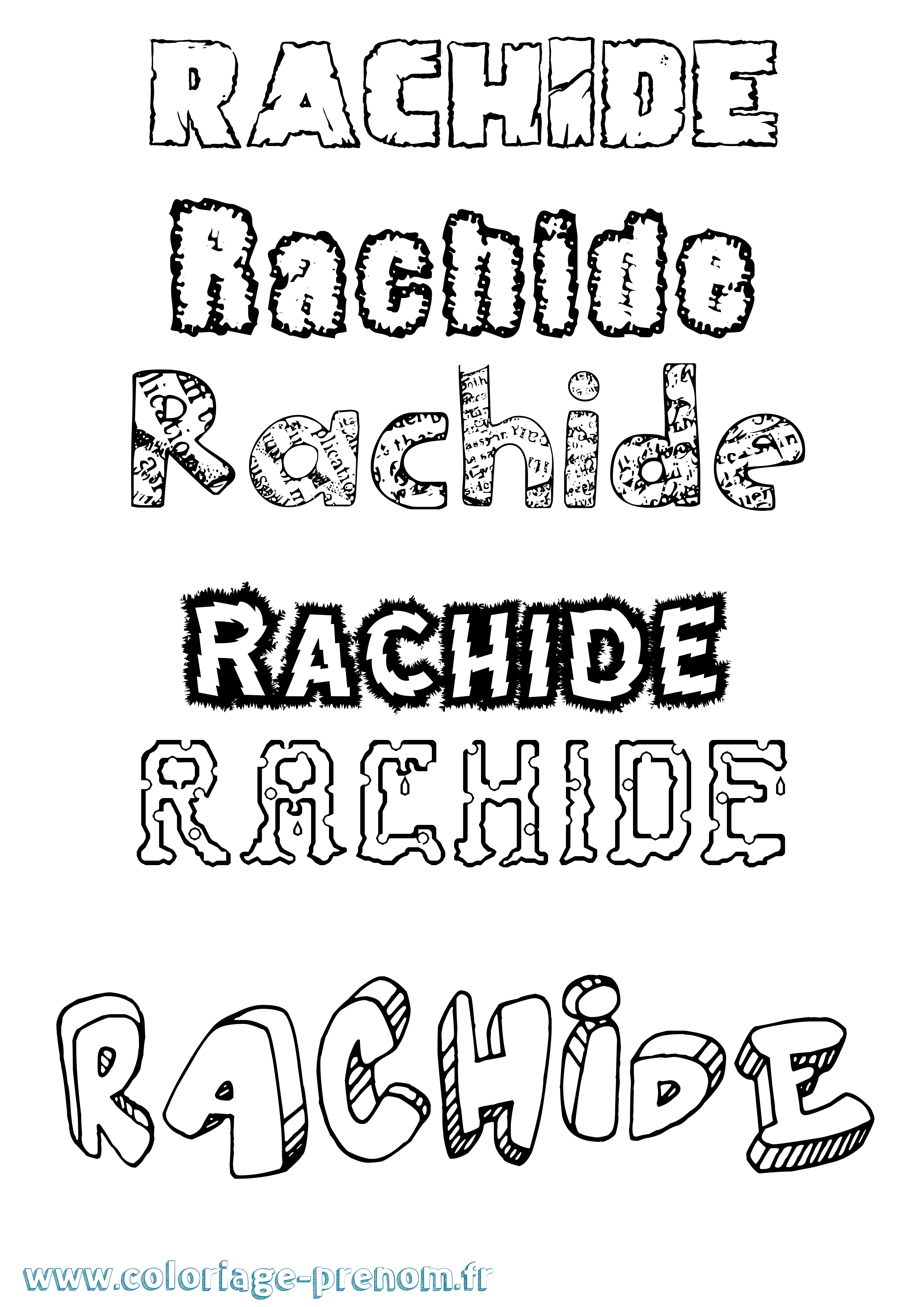 Coloriage Rachide Destructuré Coloriage prénom Rachide Destructuré