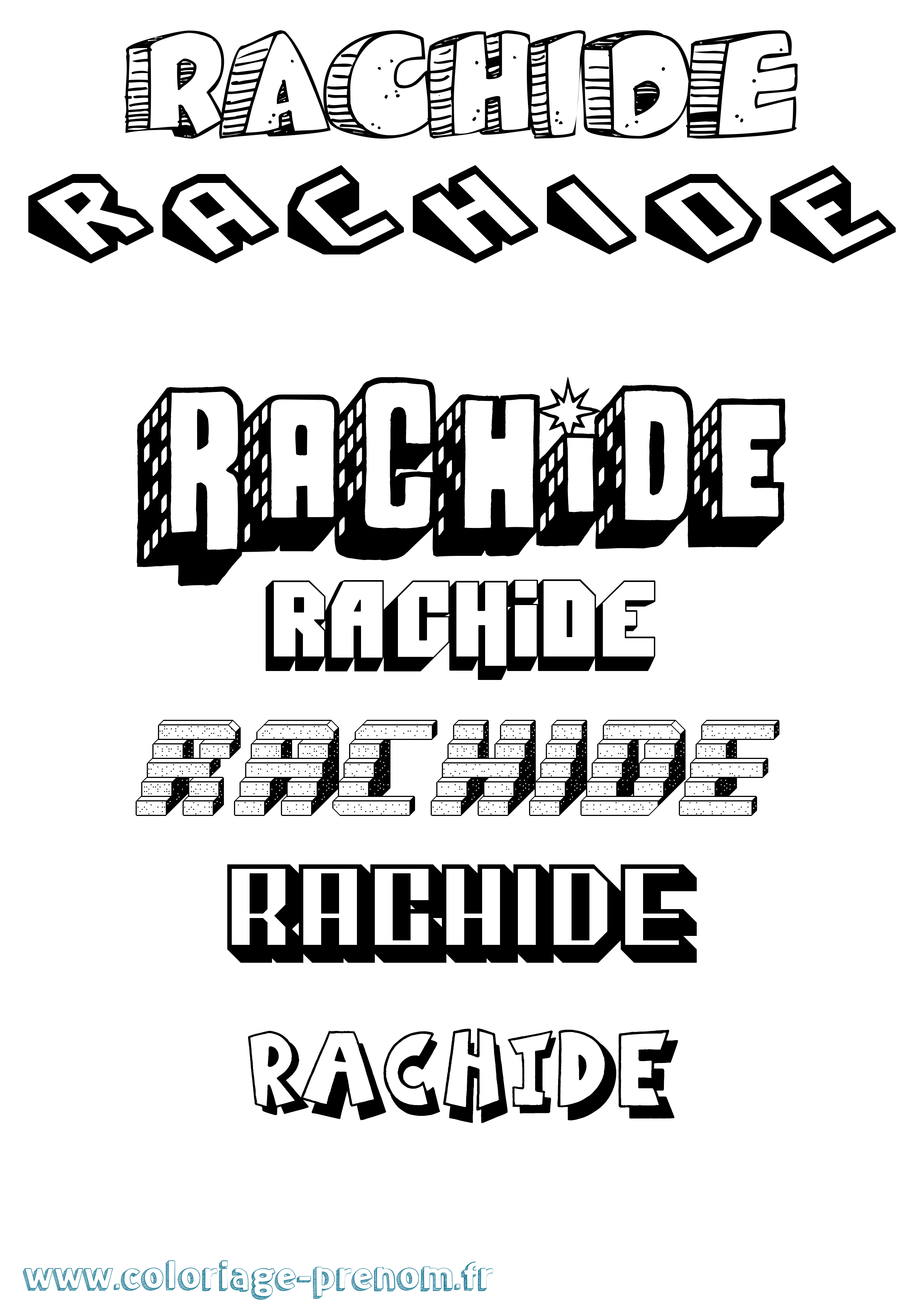 Coloriage Rachide Effet 3D Coloriage prénom Rachide Effet 3D