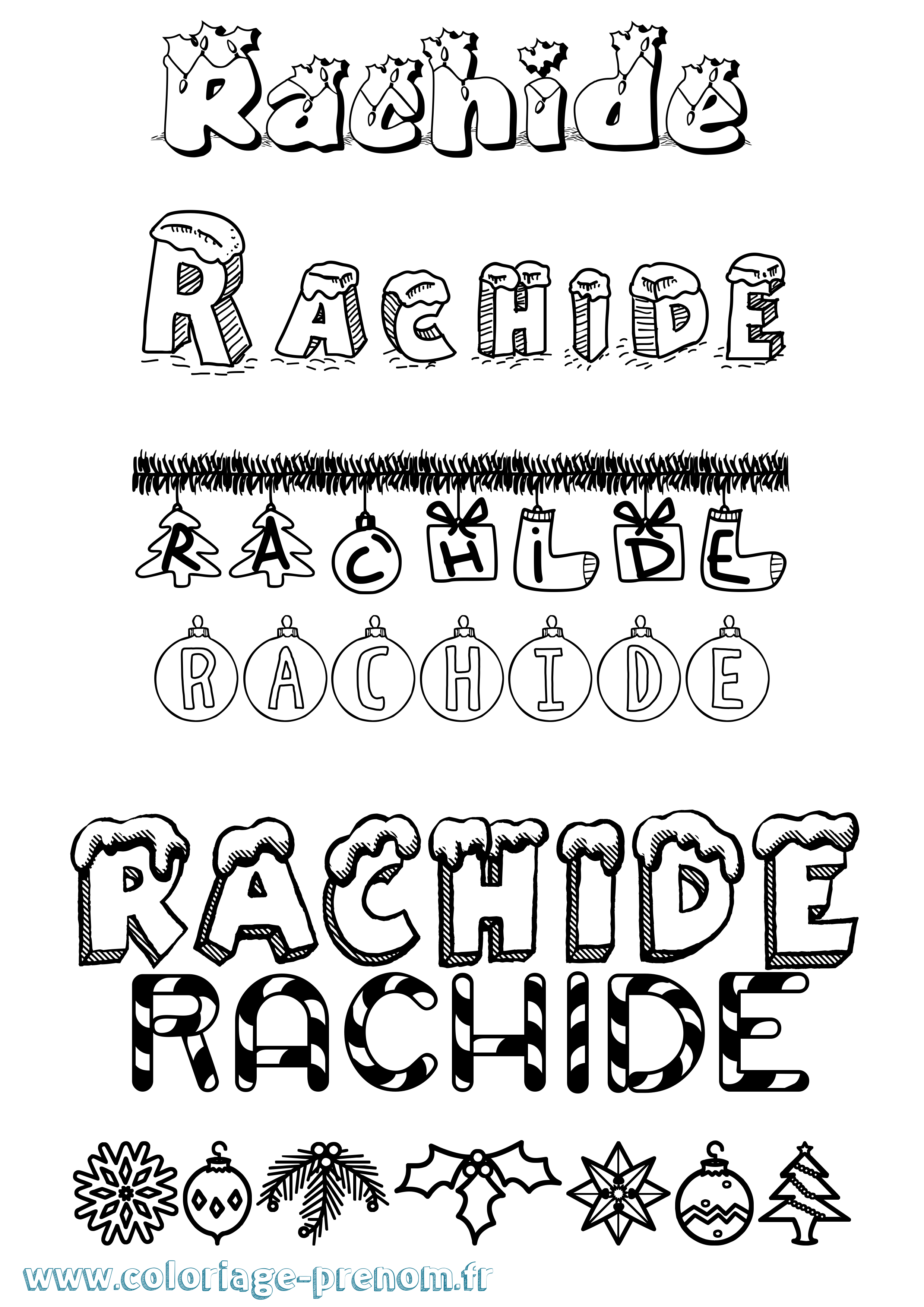 Coloriage Rachide Noël Coloriage prénom Rachide Noël