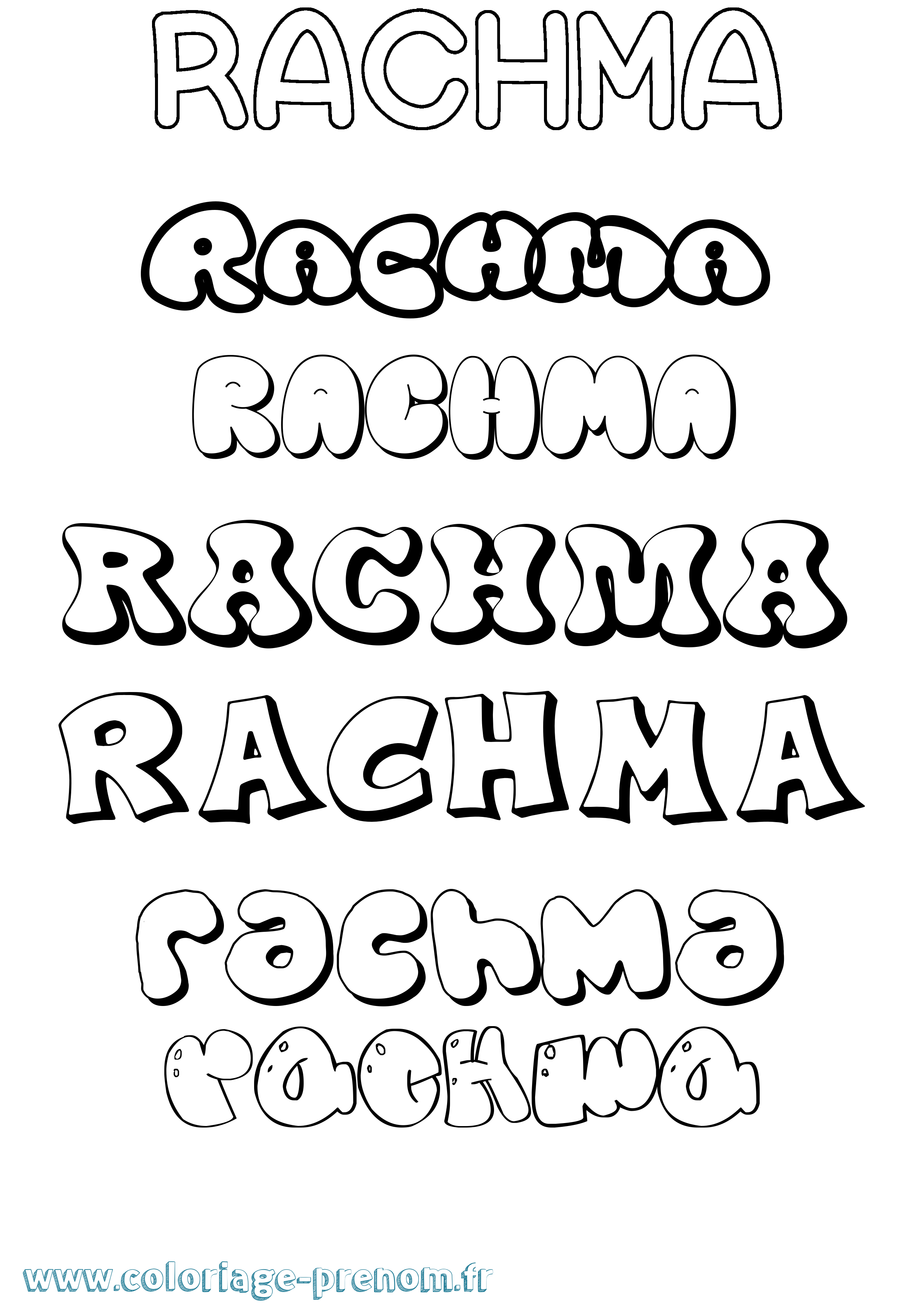 Coloriage Rachma Bubble Coloriage prénom Rachma Bubble