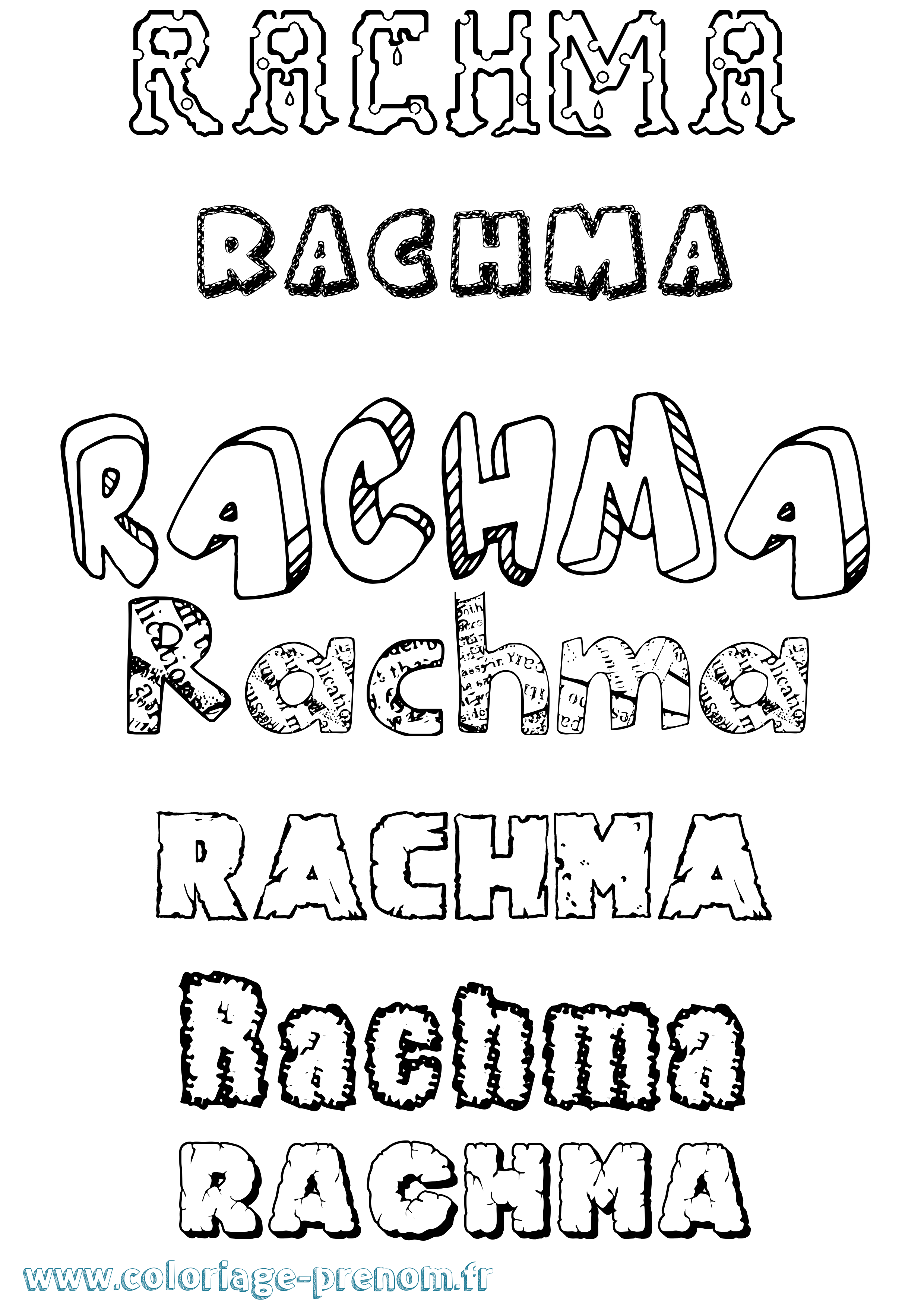 Coloriage Rachma Destructuré Coloriage prénom Rachma Destructuré