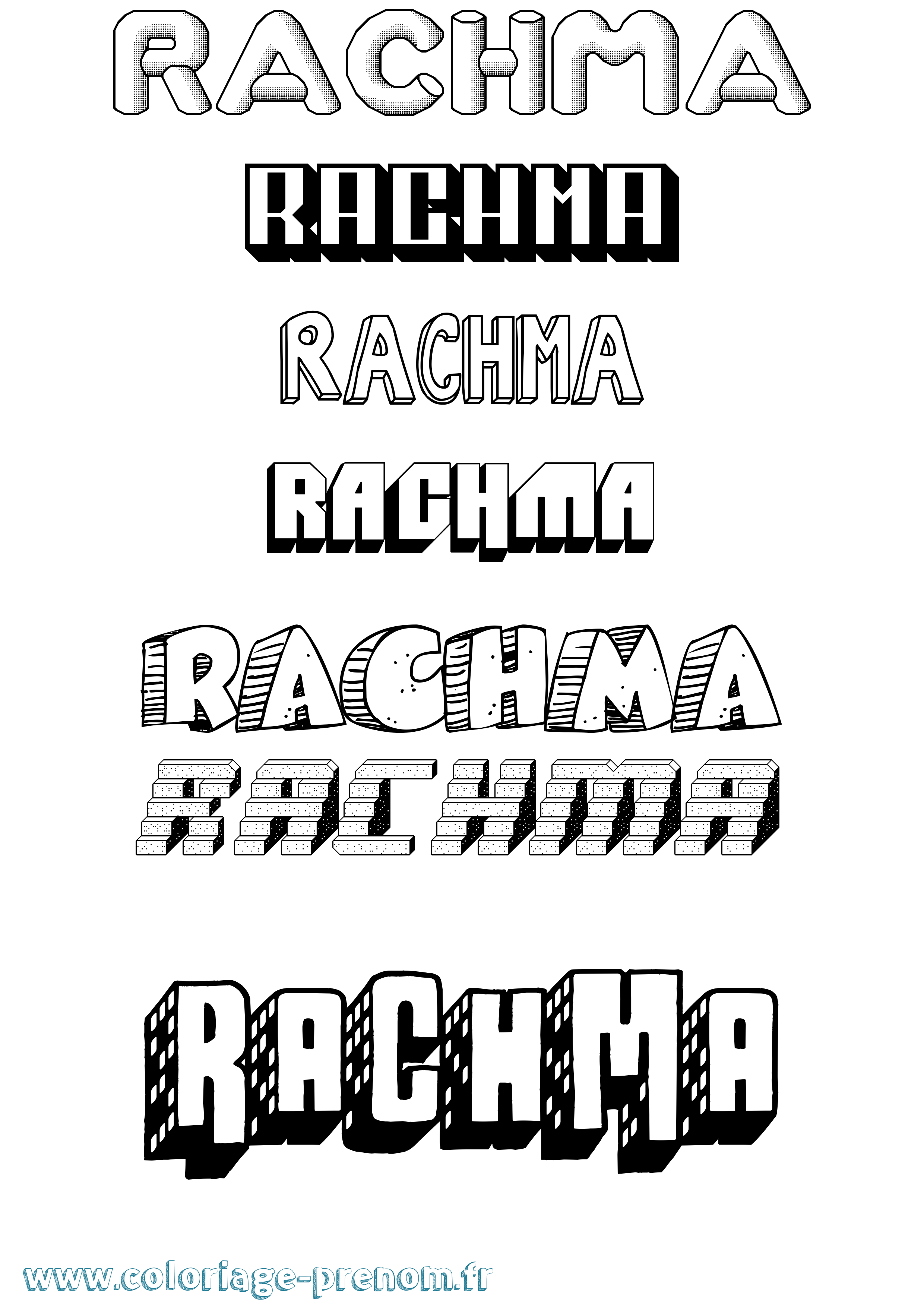 Coloriage Rachma Effet 3D Coloriage prénom Rachma Effet 3D