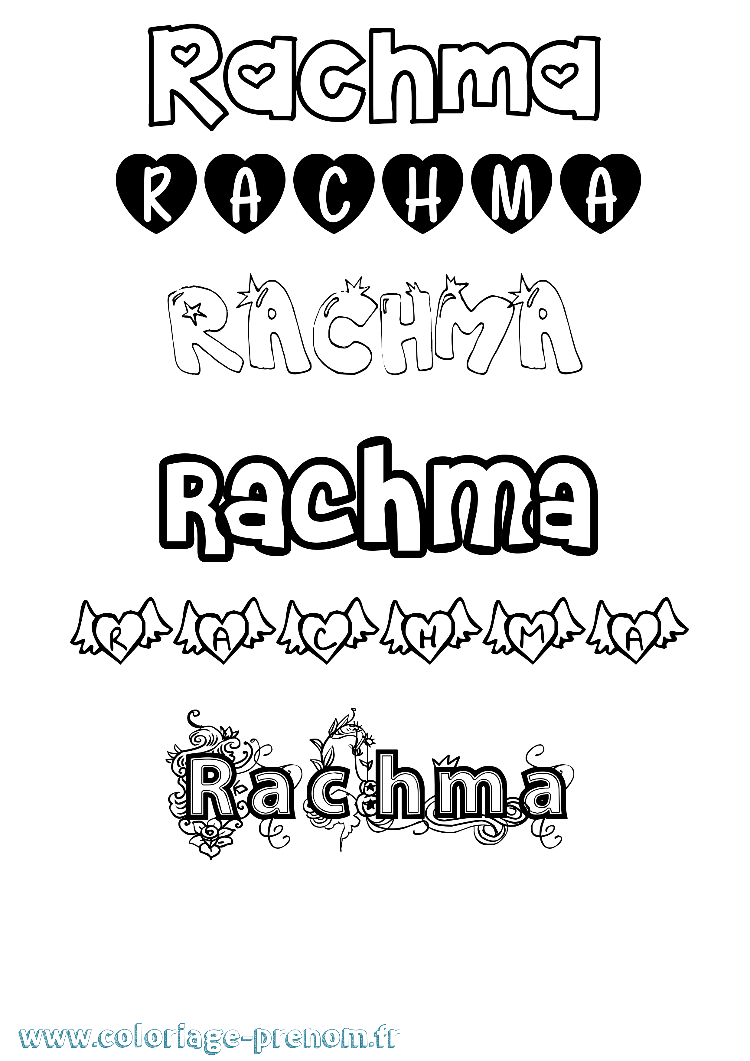 Coloriage Rachma Girly Coloriage prénom Rachma Girly