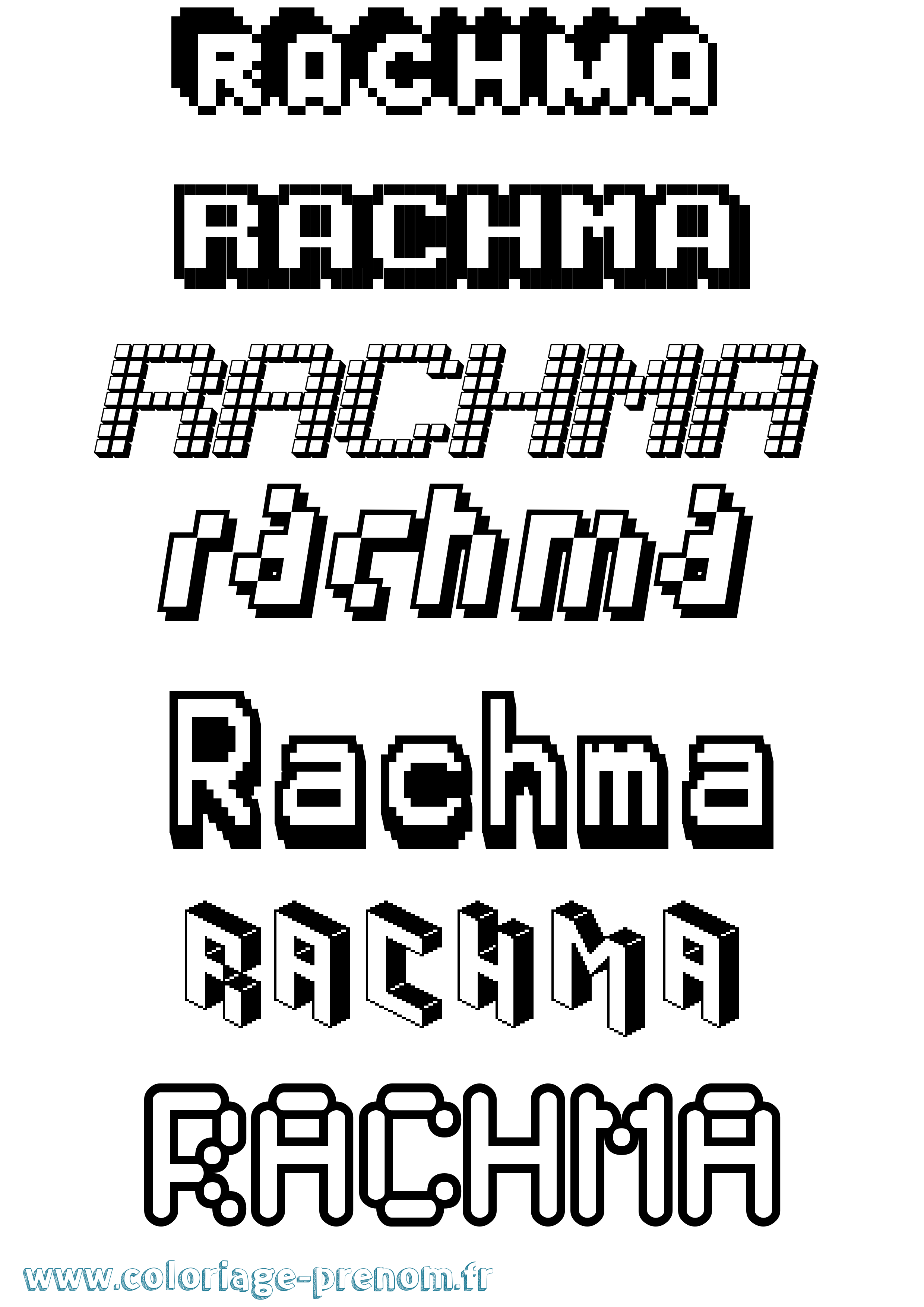 Coloriage Rachma Pixel Coloriage prénom Rachma Pixel