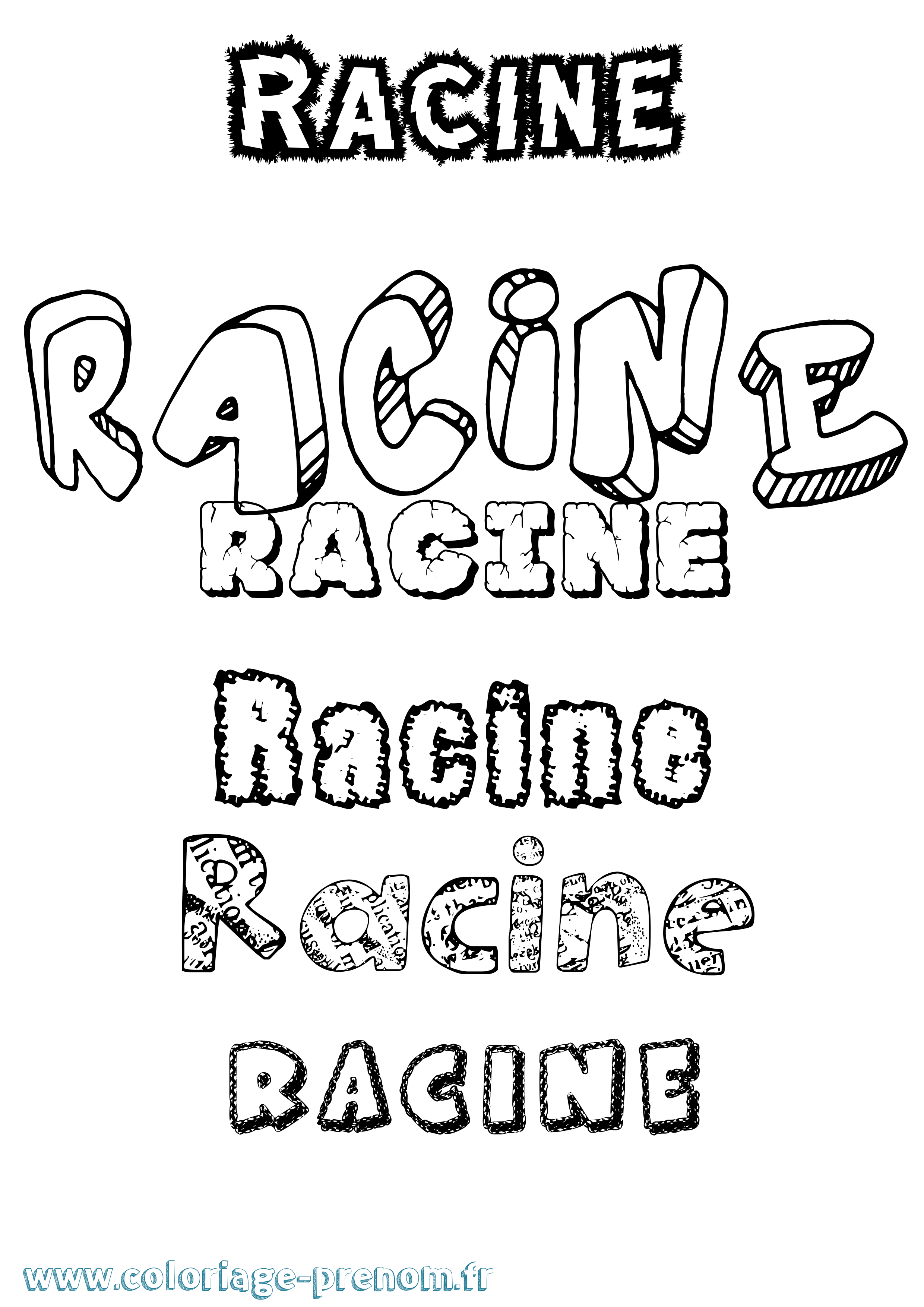 Coloriage Racine Destructuré Coloriage prénom Racine Destructuré