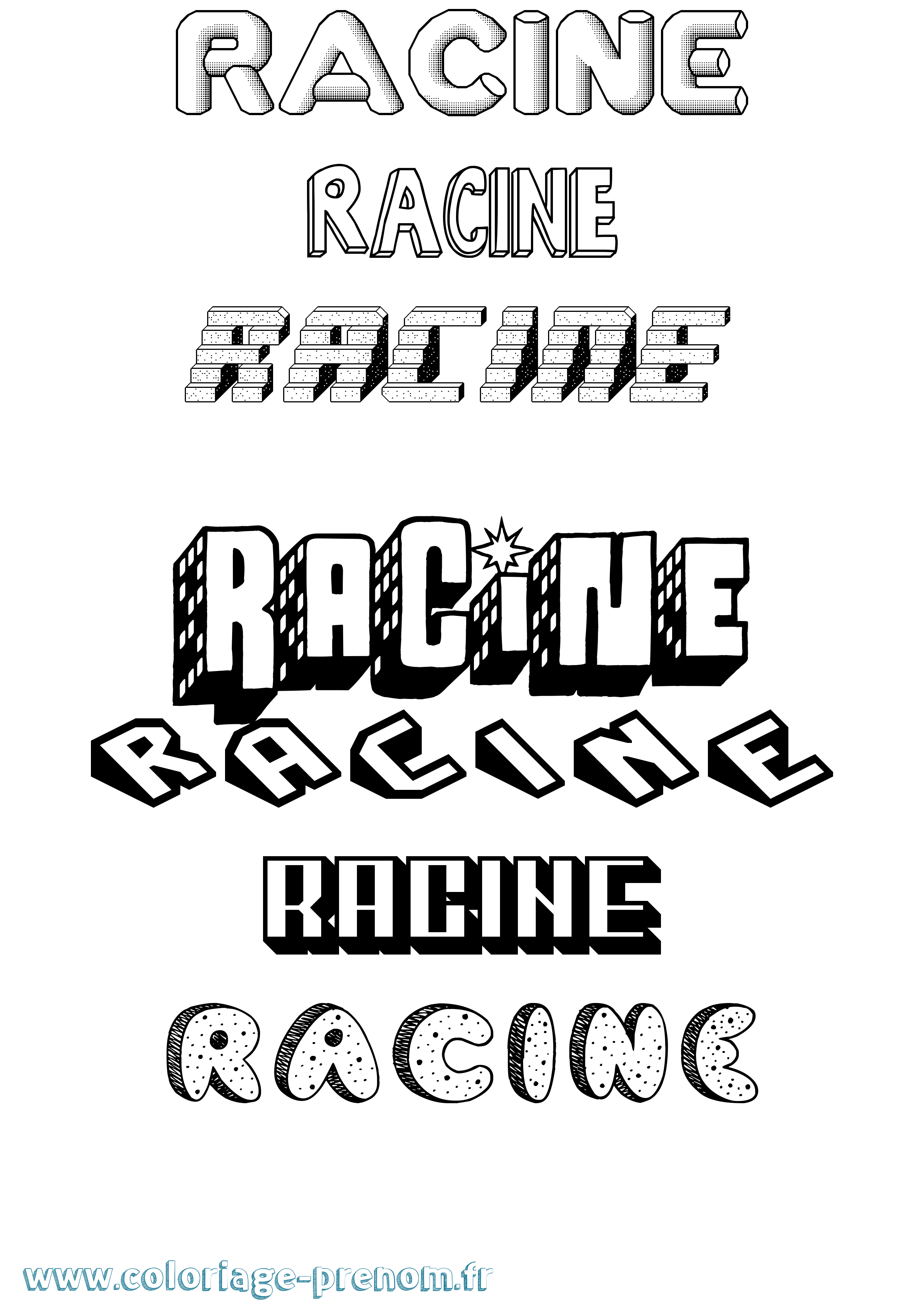 Coloriage Racine Effet 3D Coloriage prénom Racine Effet 3D