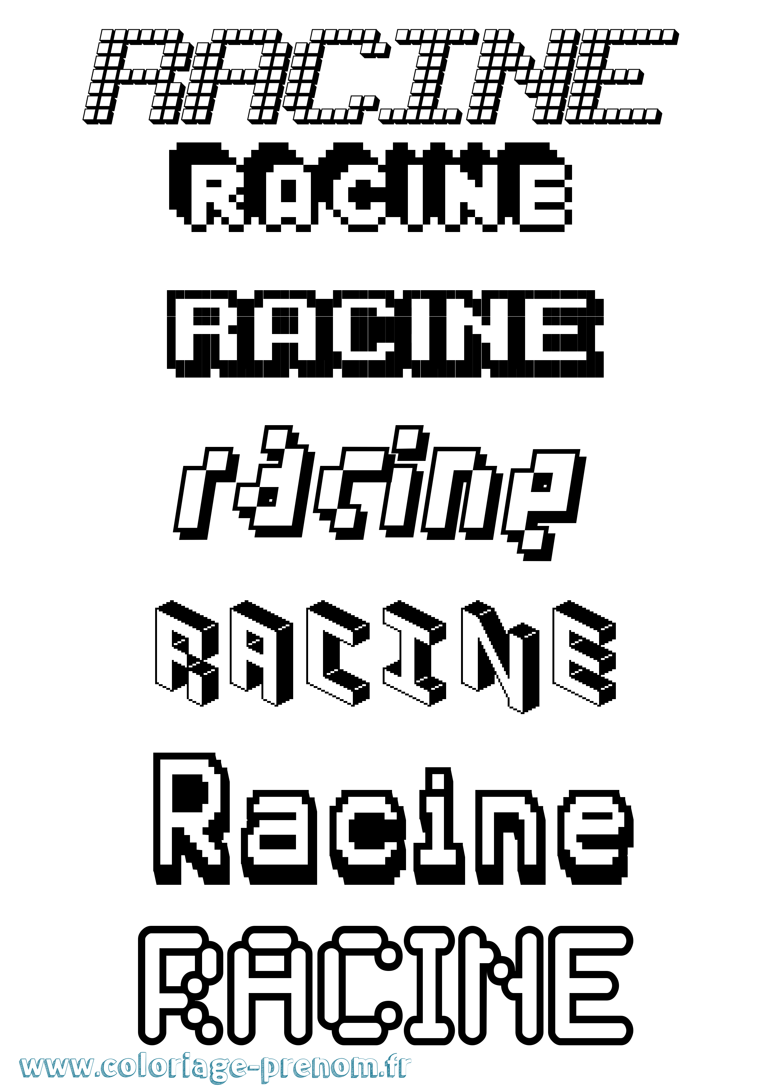 Coloriage Racine Pixel Coloriage prénom Racine Pixel