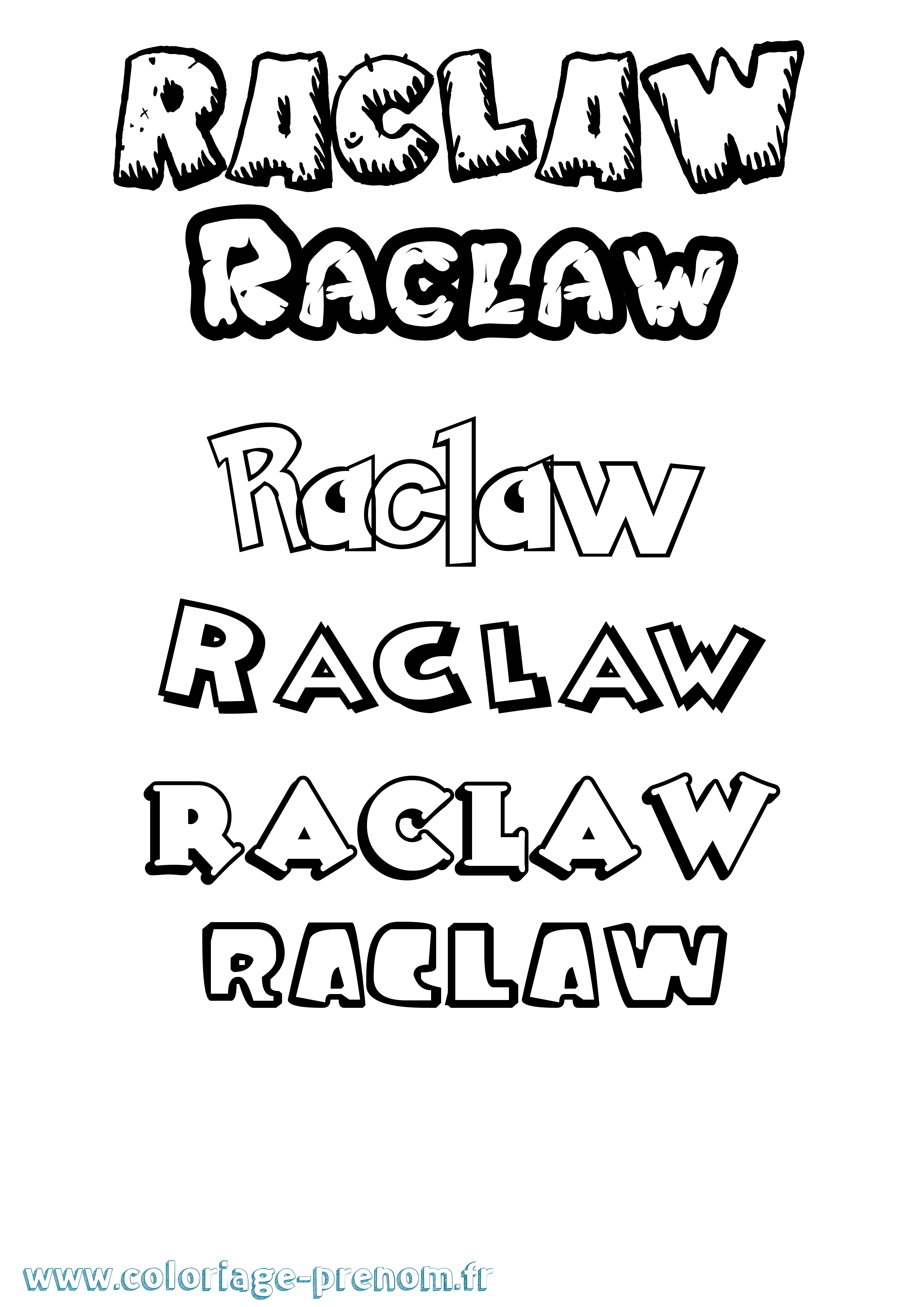 Coloriage prénom Raclaw Dessin Animé
