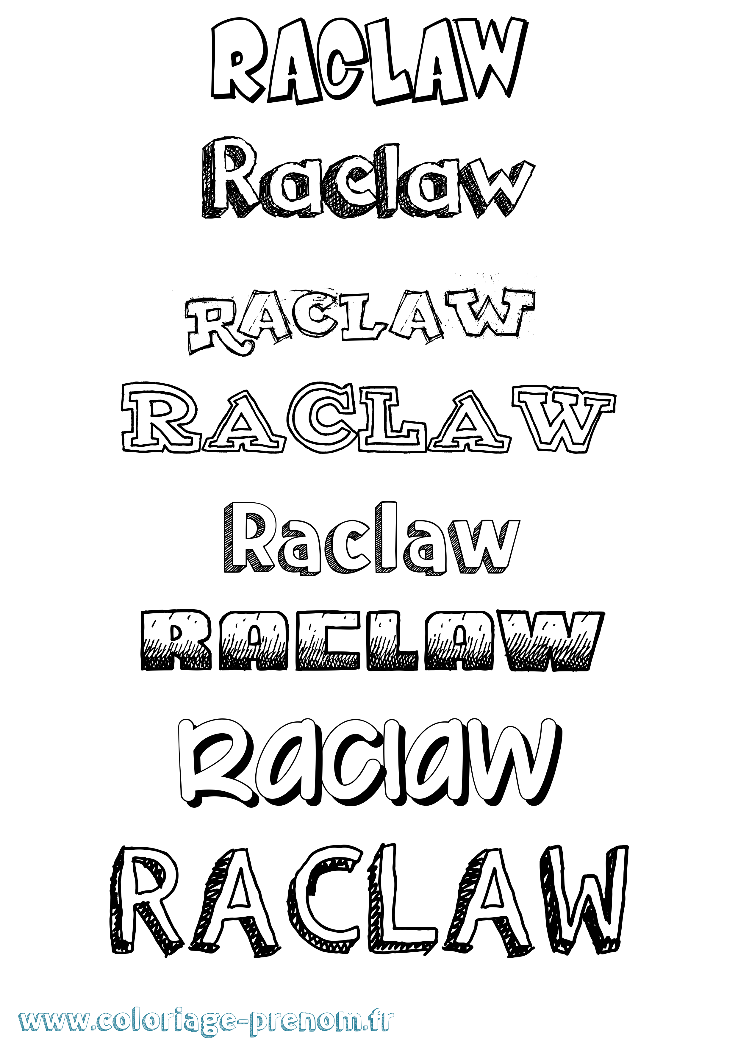 Coloriage prénom Raclaw Dessiné
