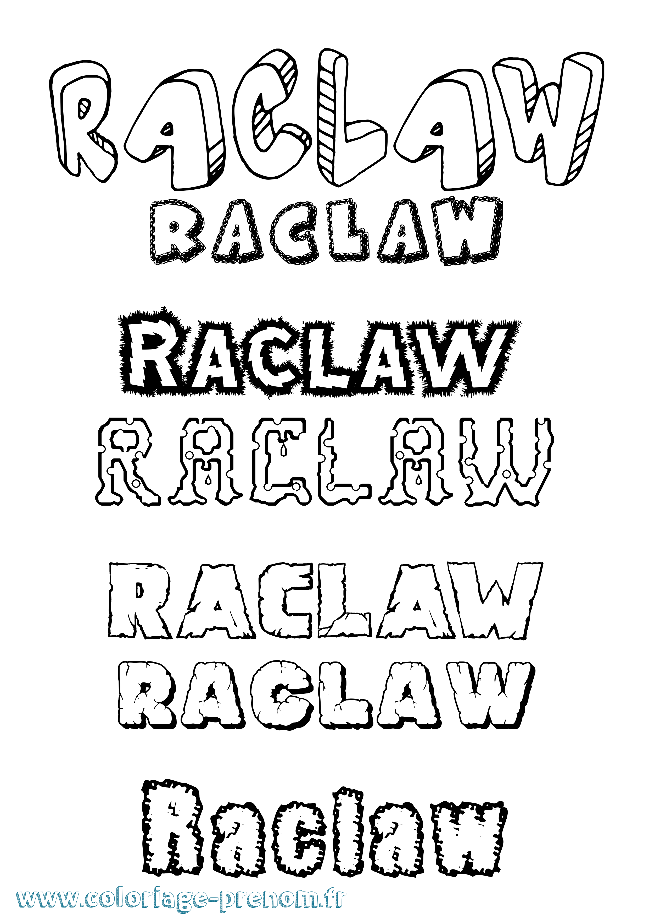 Coloriage prénom Raclaw Destructuré