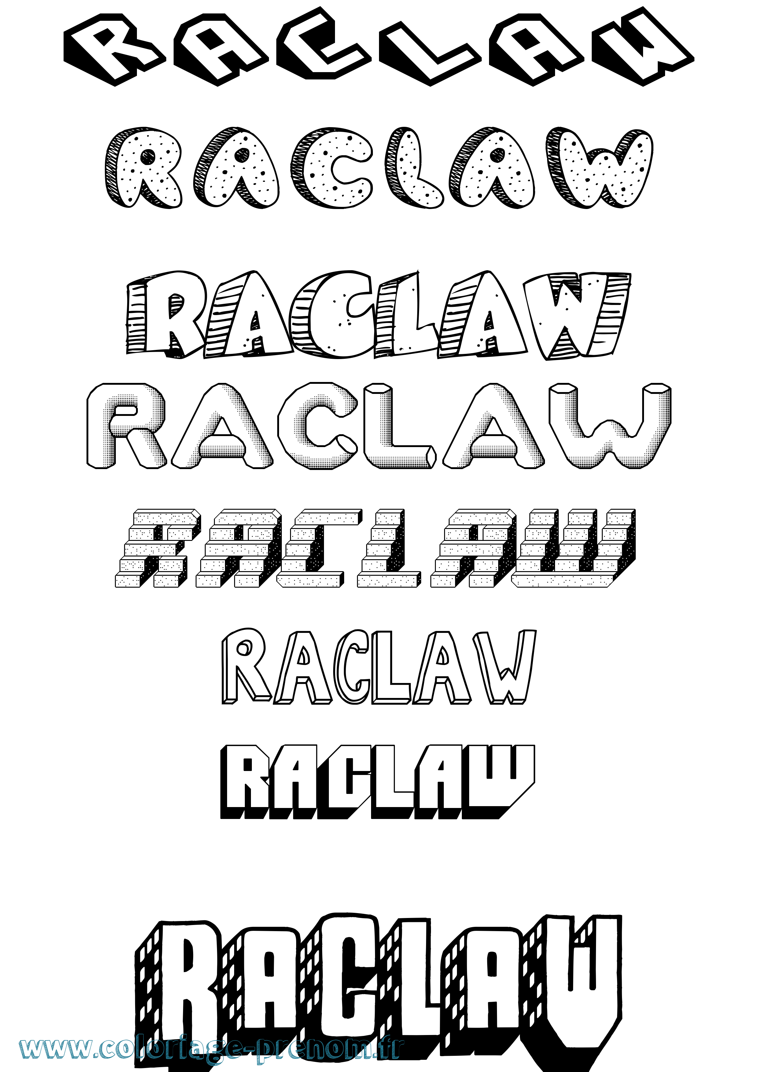 Coloriage prénom Raclaw Effet 3D