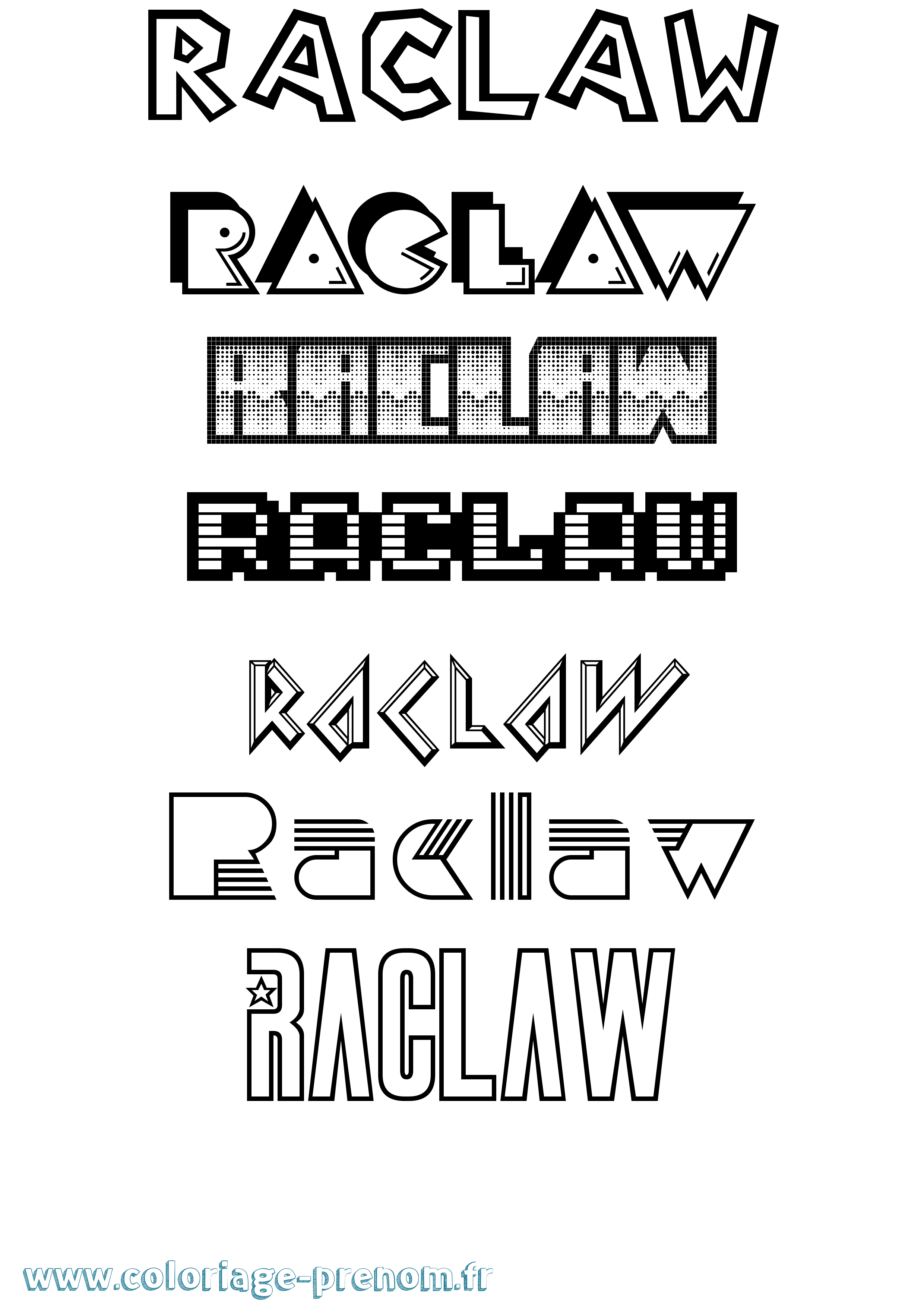 Coloriage prénom Raclaw Jeux Vidéos