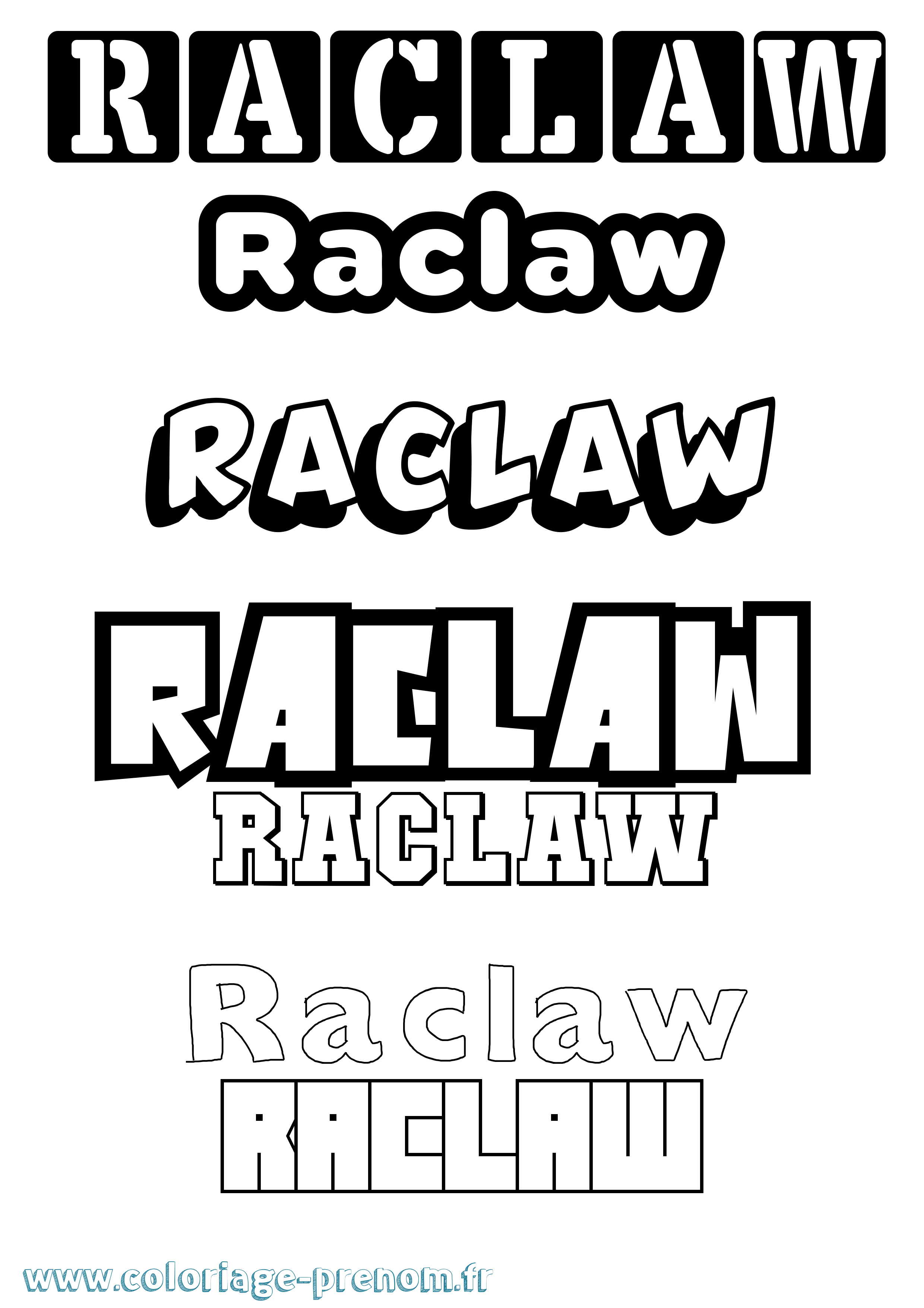 Coloriage prénom Raclaw Simple