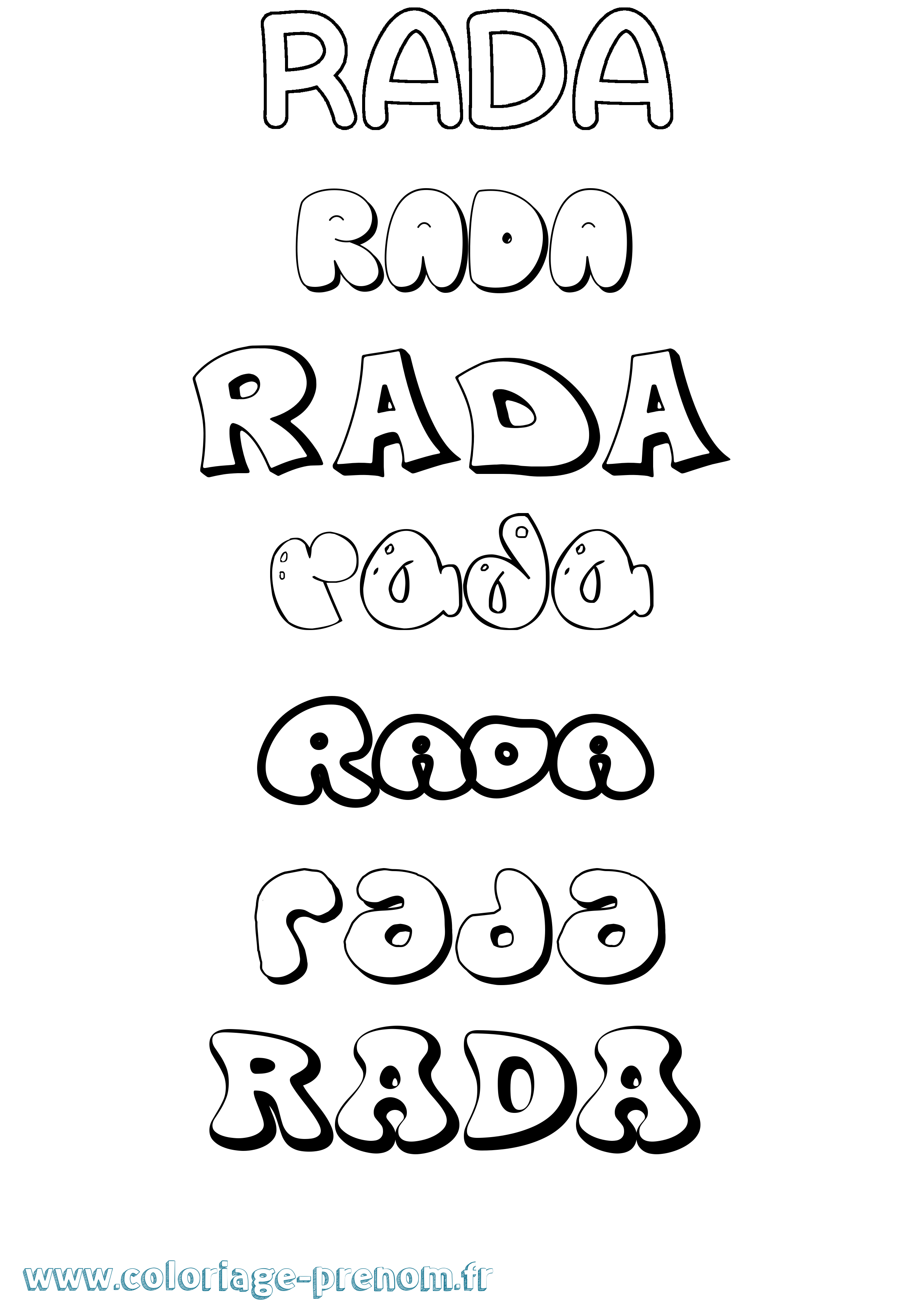 Coloriage Rada Bubble Coloriage prénom Rada Bubble