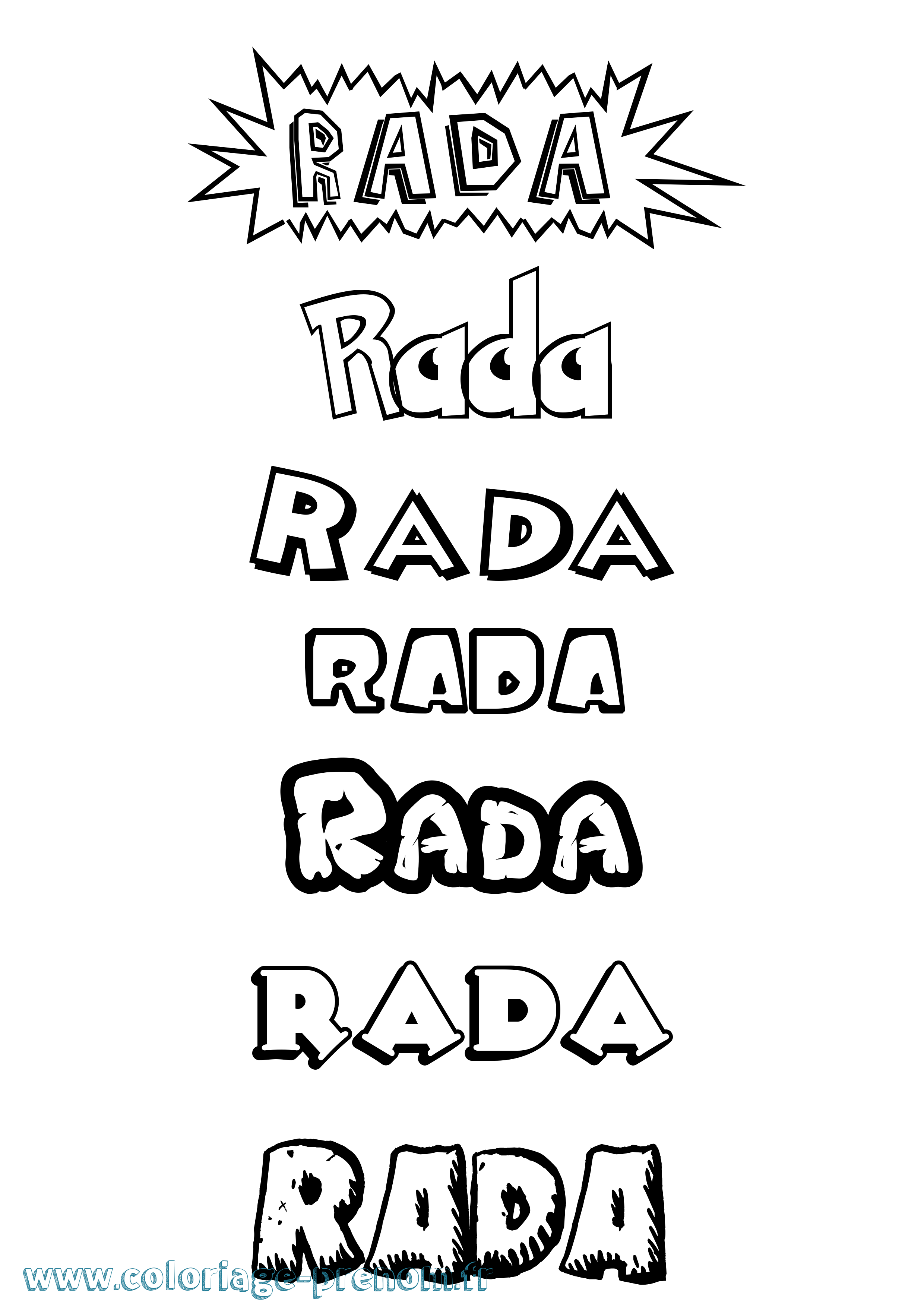 Coloriage Rada Dessin Animé Coloriage prénom Rada Dessin Animé