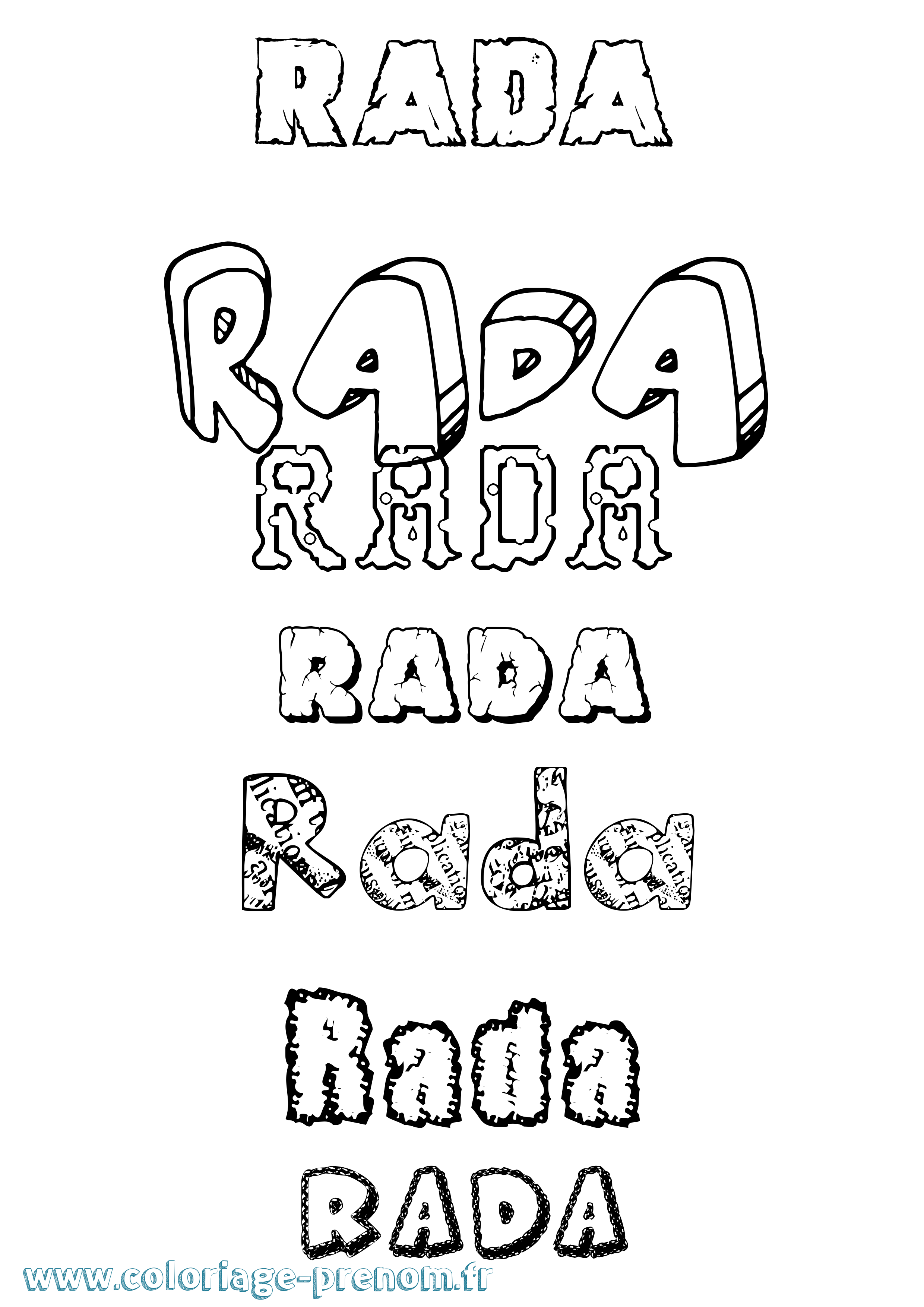 Coloriage Rada Destructuré Coloriage prénom Rada Destructuré