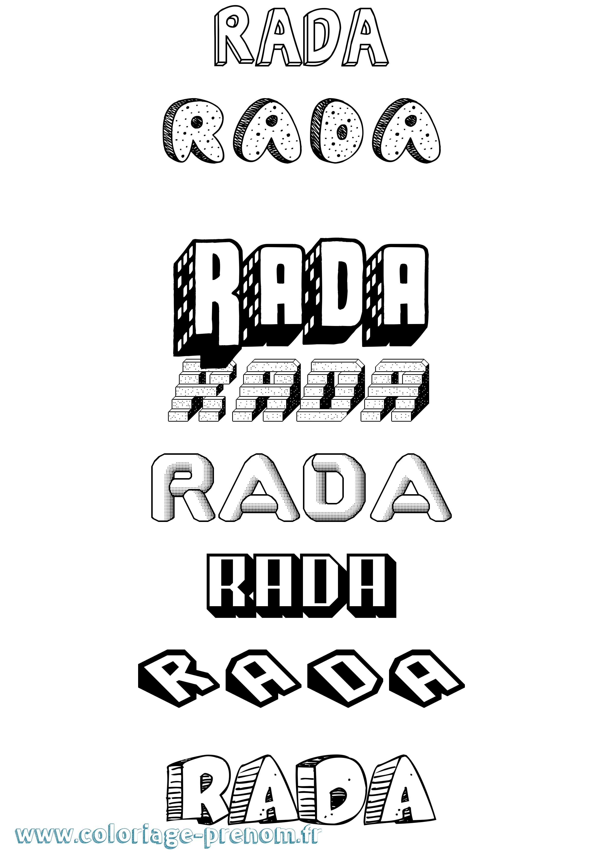 Coloriage Rada Effet 3D Coloriage prénom Rada Effet 3D