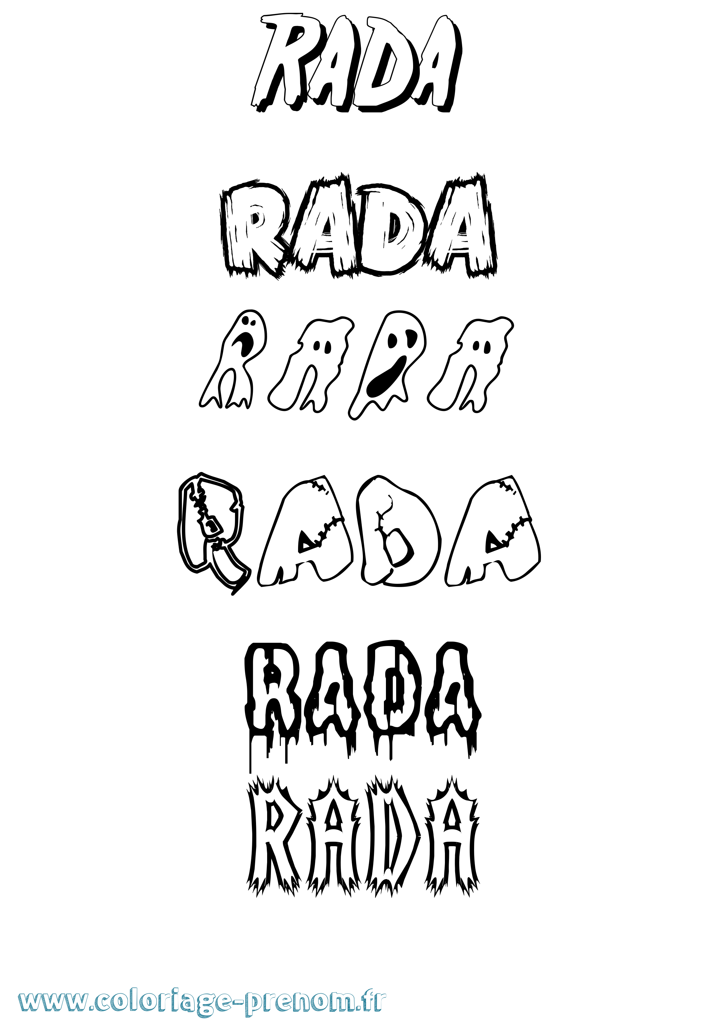 Coloriage Rada Frisson Coloriage prénom Rada Frisson