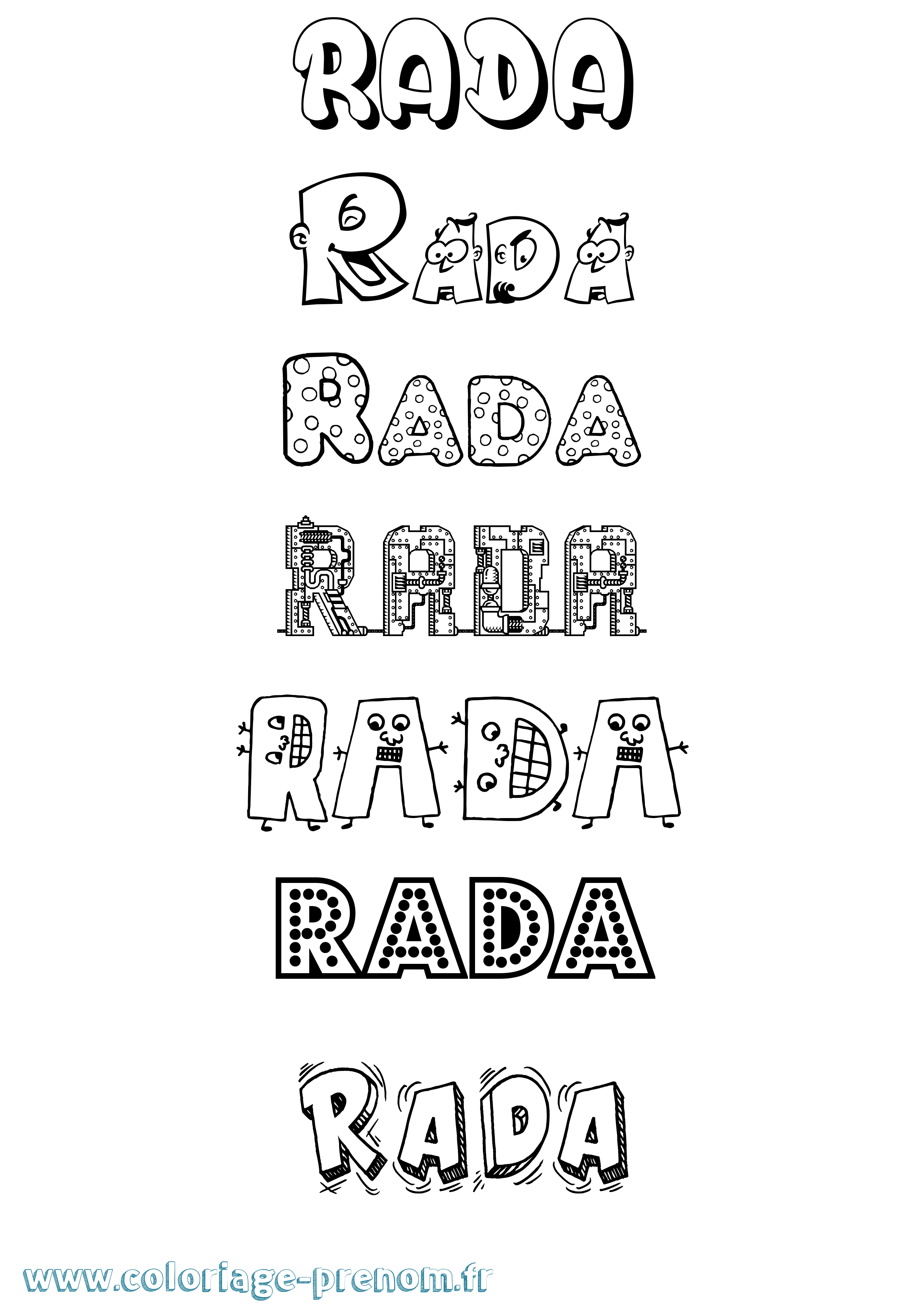 Coloriage Rada Fun Coloriage prénom Rada Fun