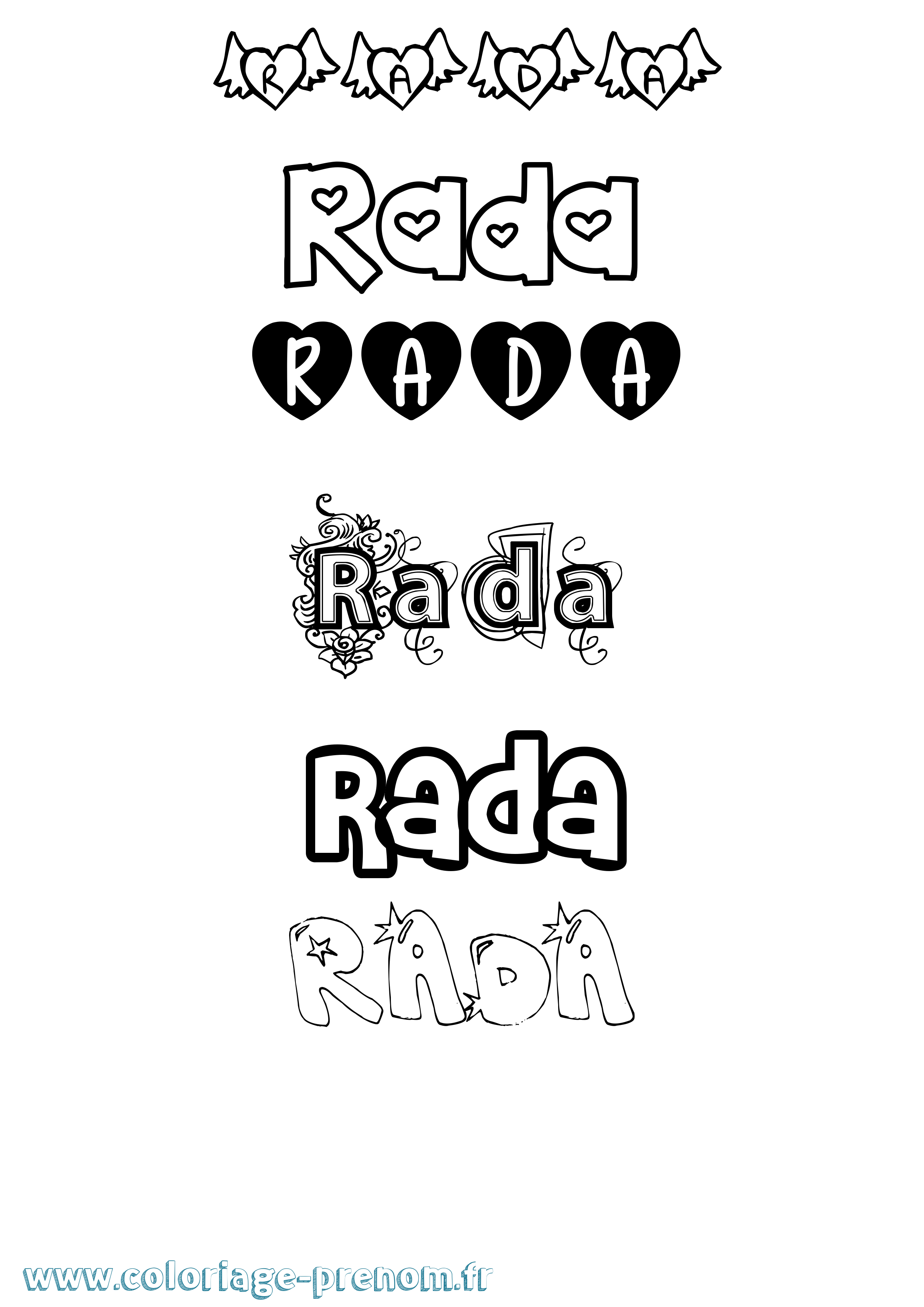 Coloriage Rada Girly Coloriage prénom Rada Girly
