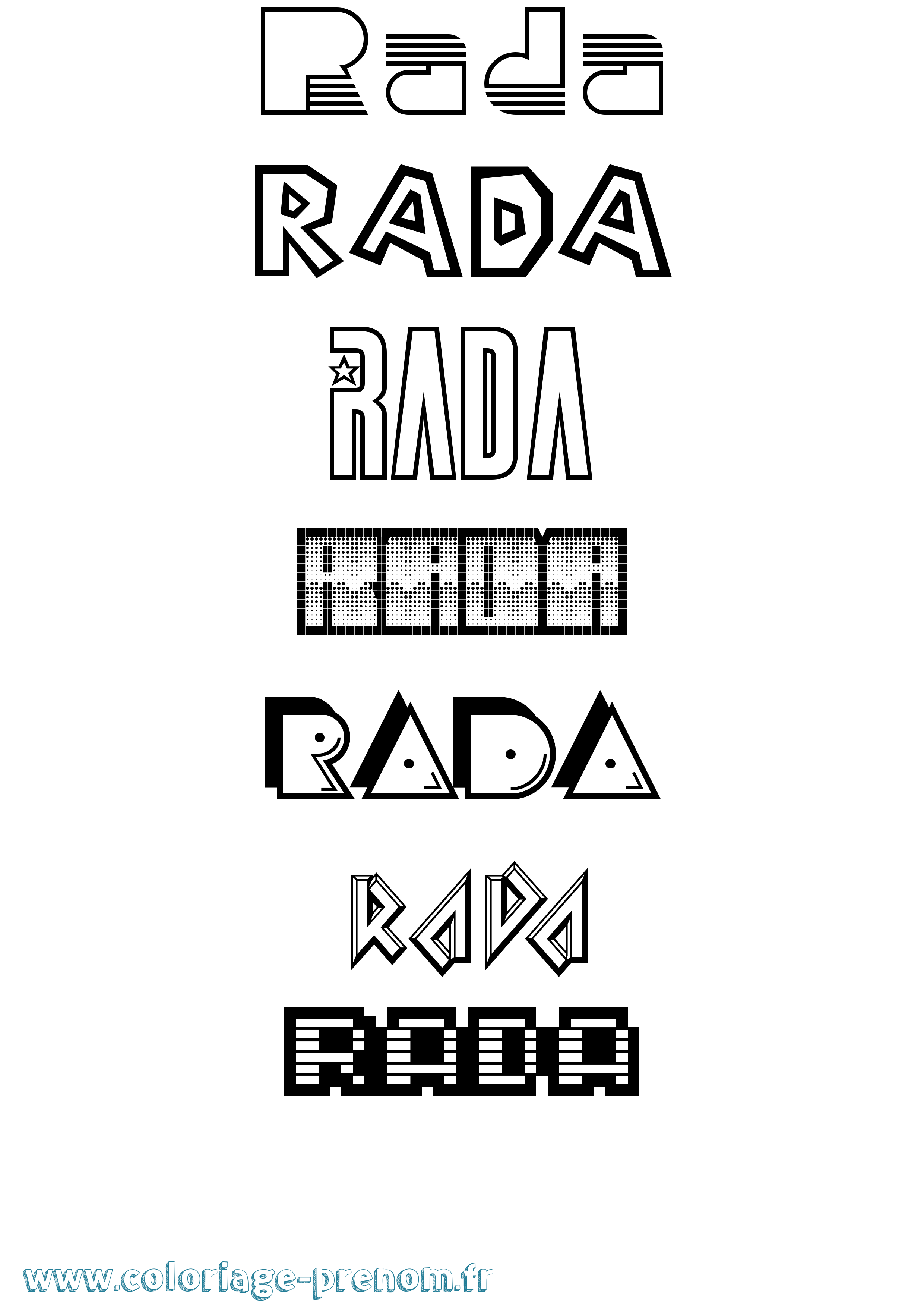 Coloriage Rada Jeux Vidéos Coloriage prénom Rada Jeux Vidéos