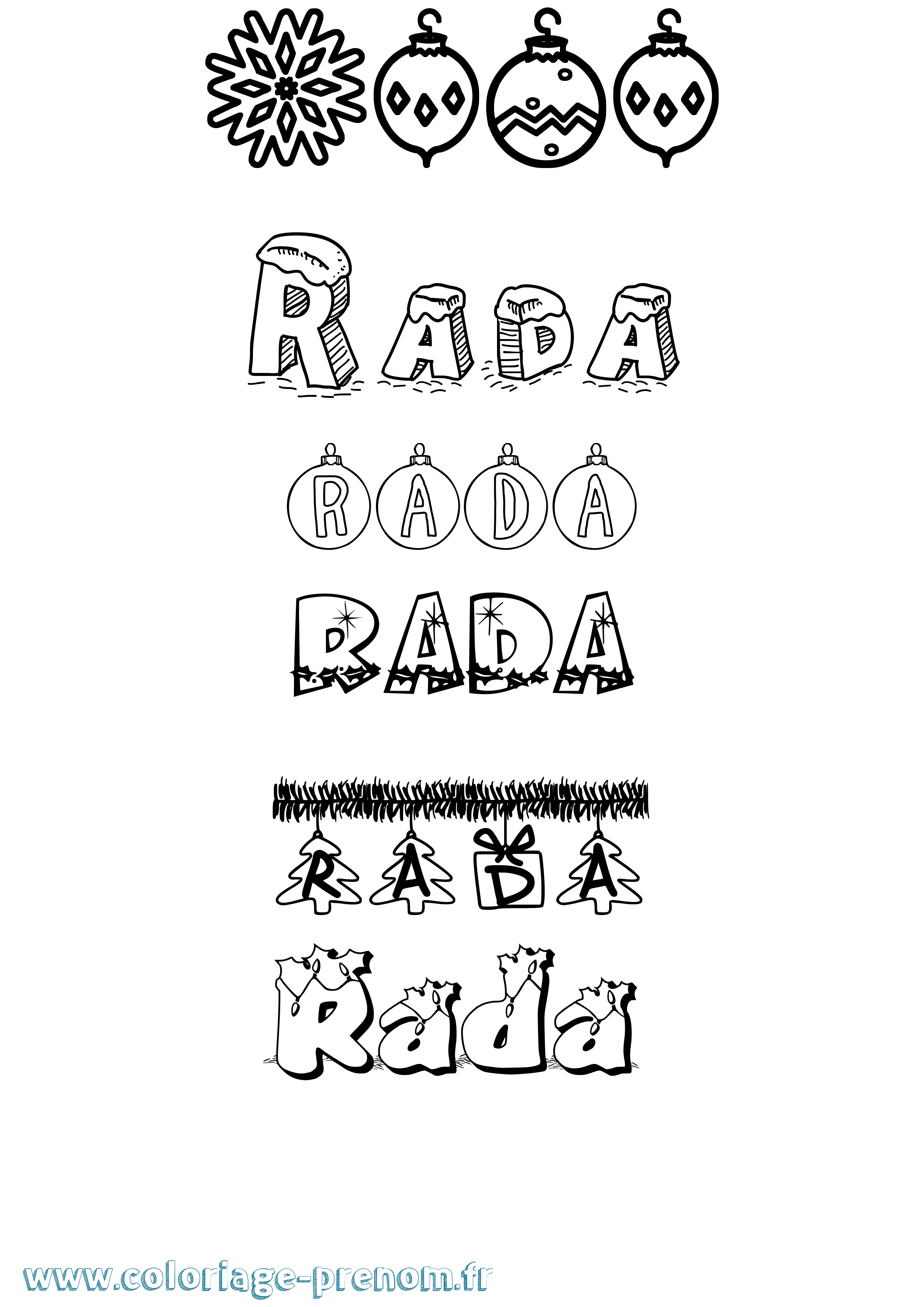 Coloriage Rada Noël Coloriage prénom Rada Noël
