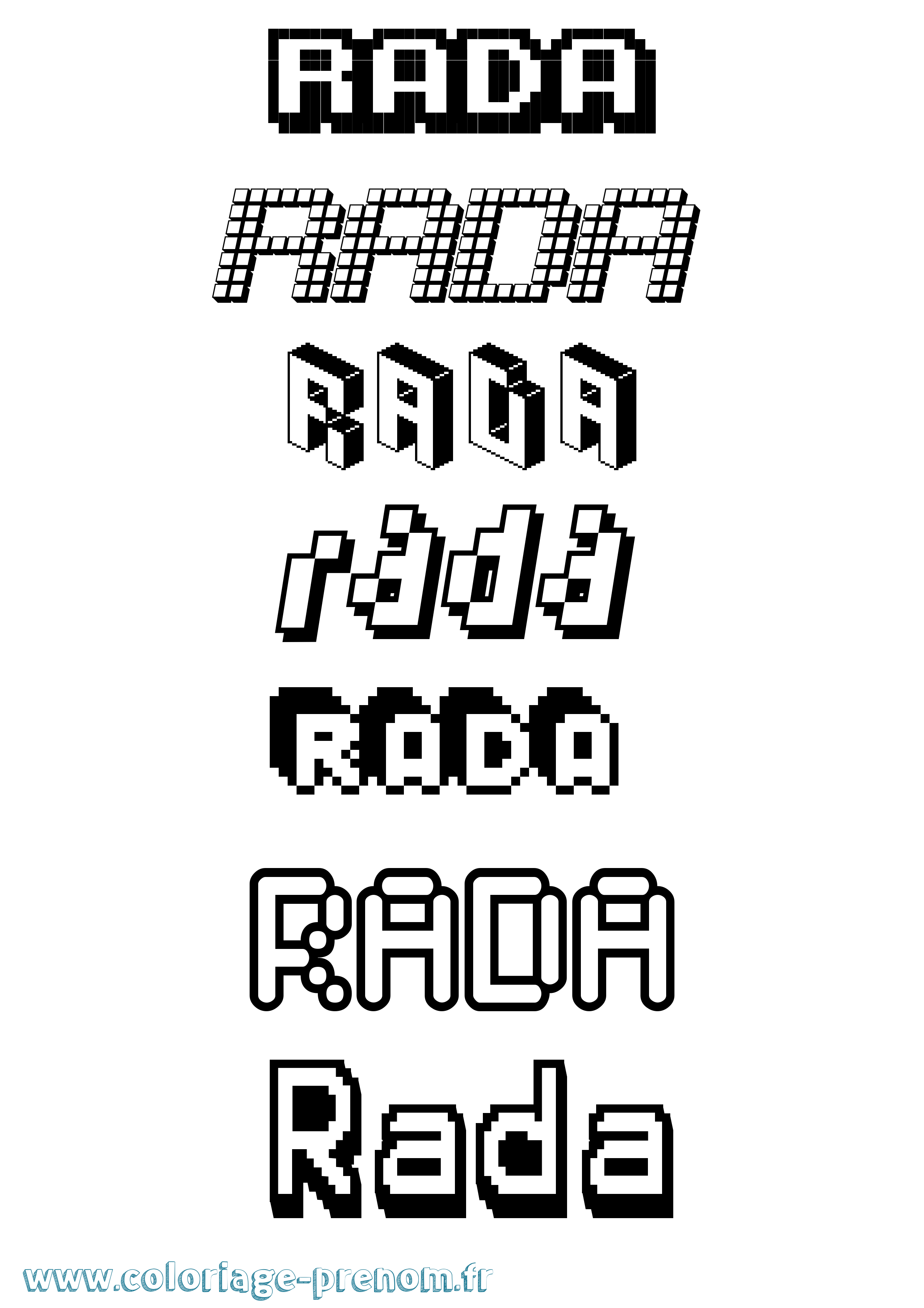 Coloriage Rada Pixel Coloriage prénom Rada Pixel