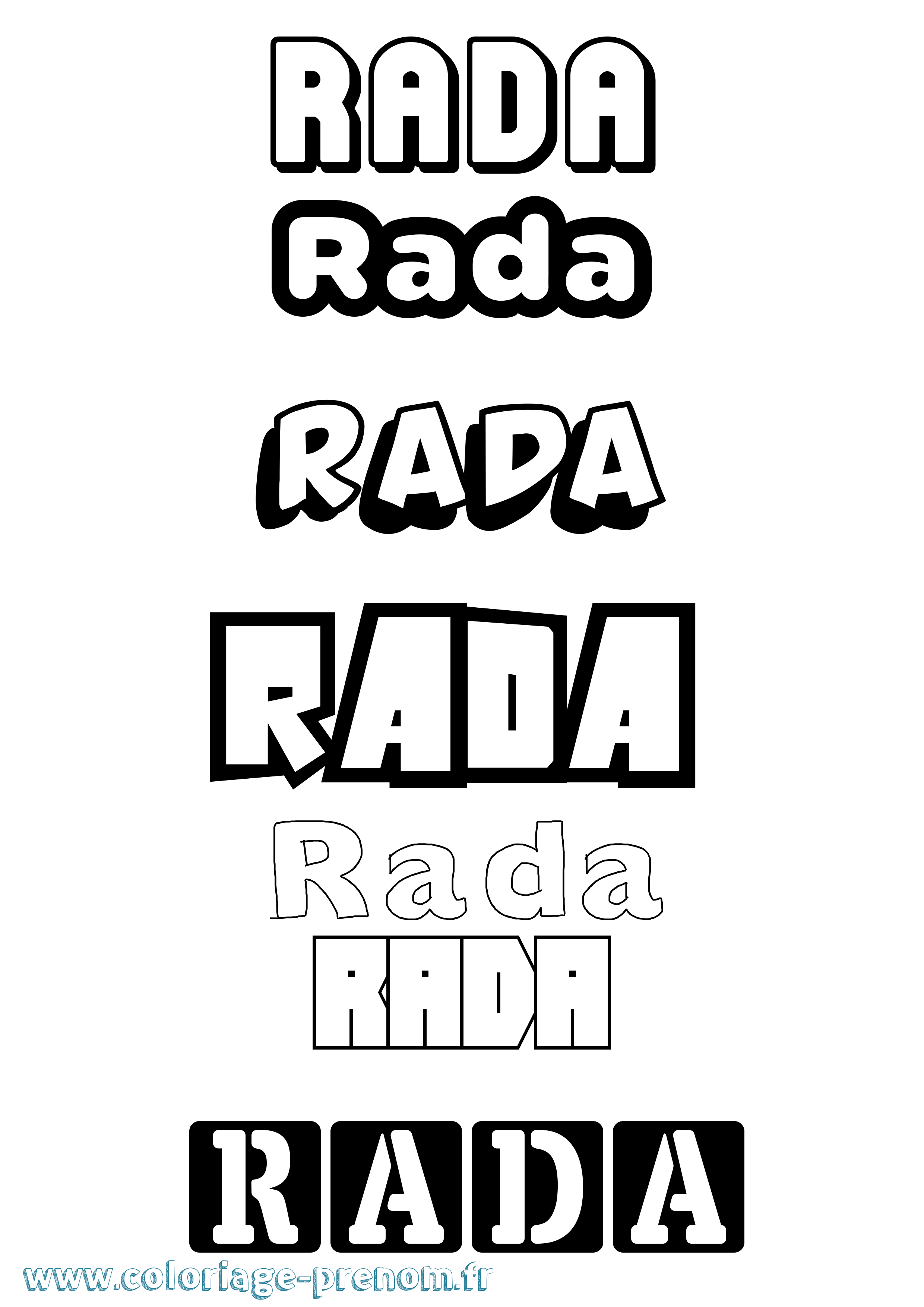 Coloriage Rada Simple Coloriage prénom Rada Simple
