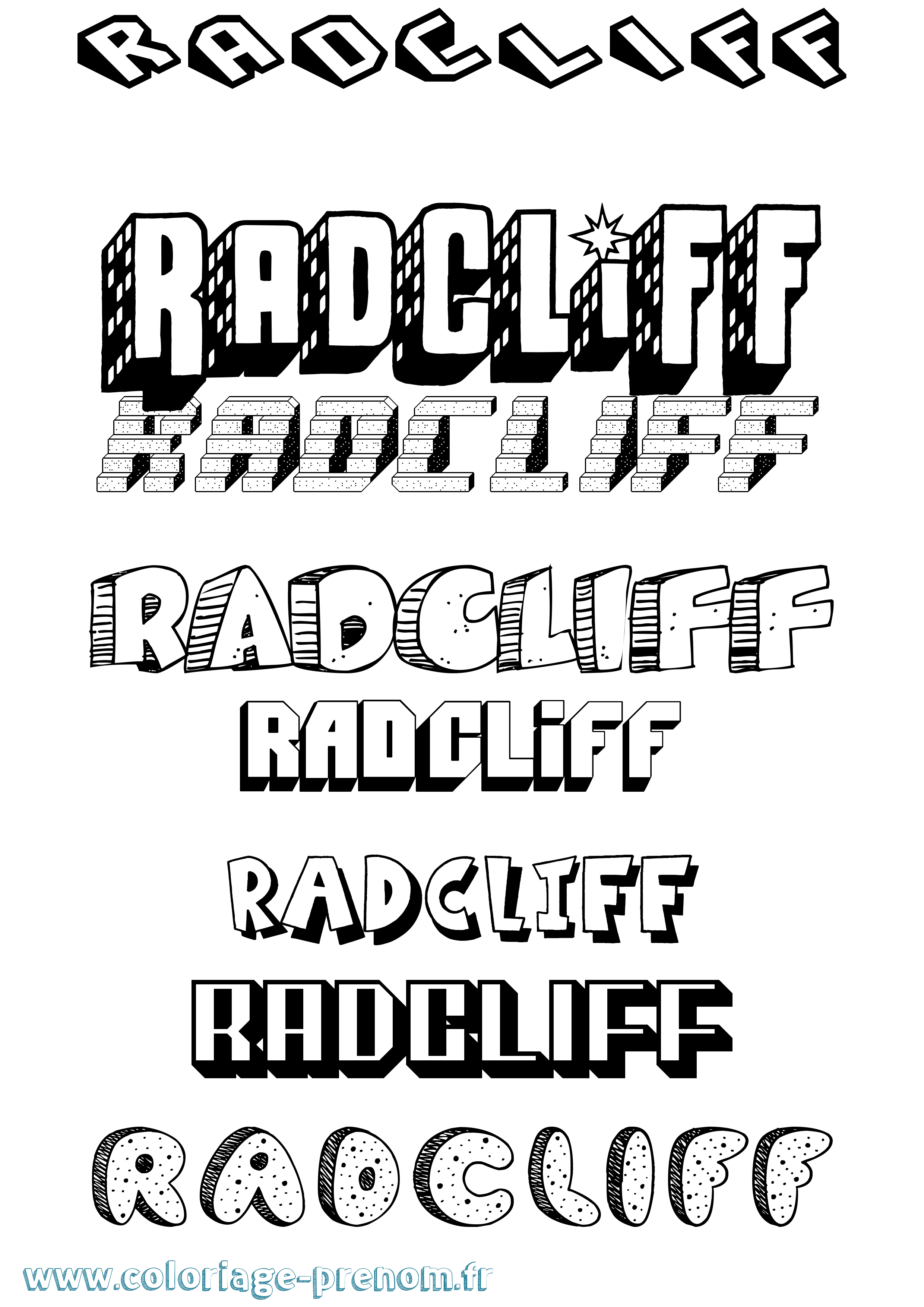 Coloriage Radcliff Effet 3D Coloriage prénom Radcliff Effet 3D