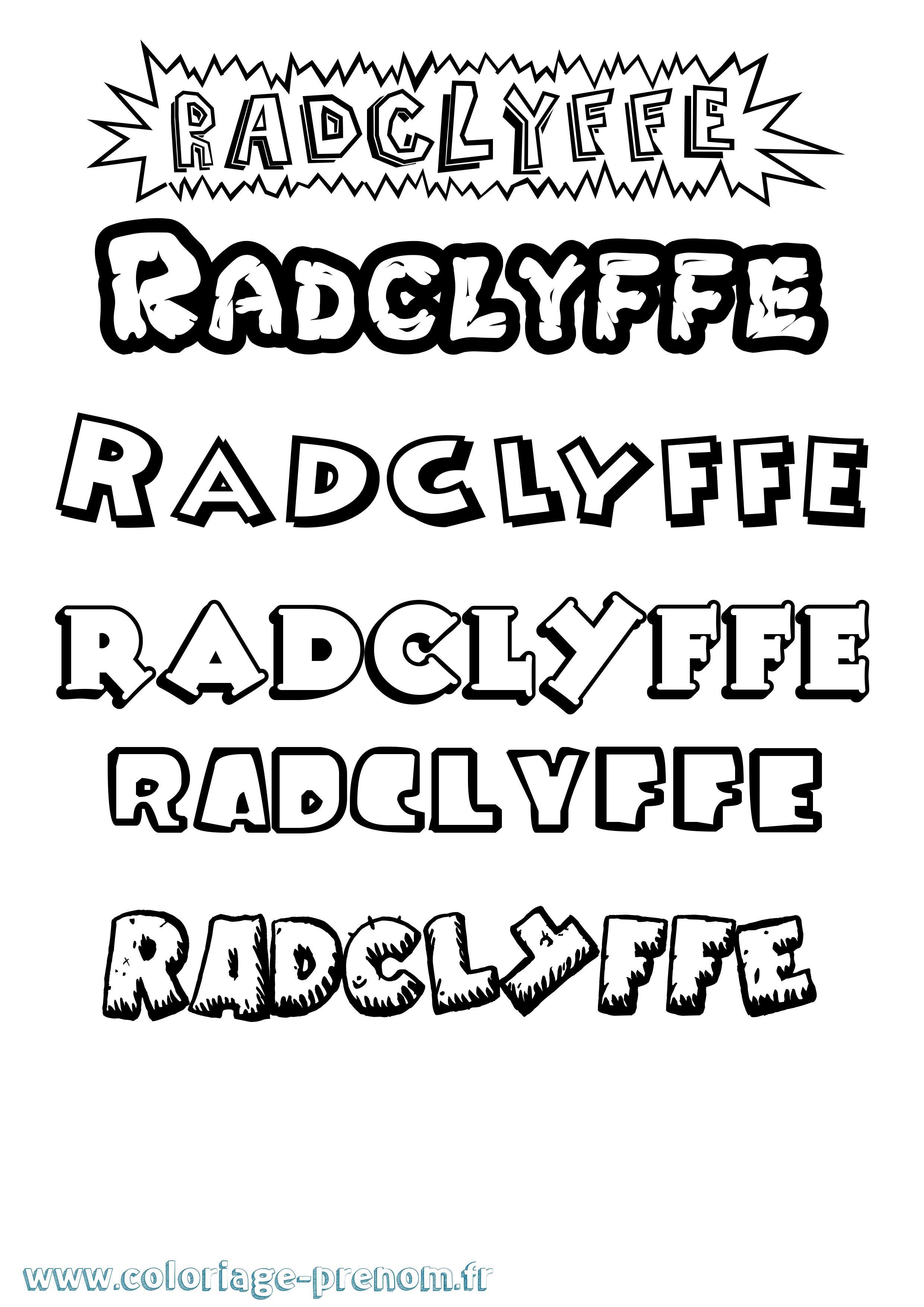 Coloriage Radclyffe Dessin Animé Coloriage prénom Radclyffe Dessin Animé