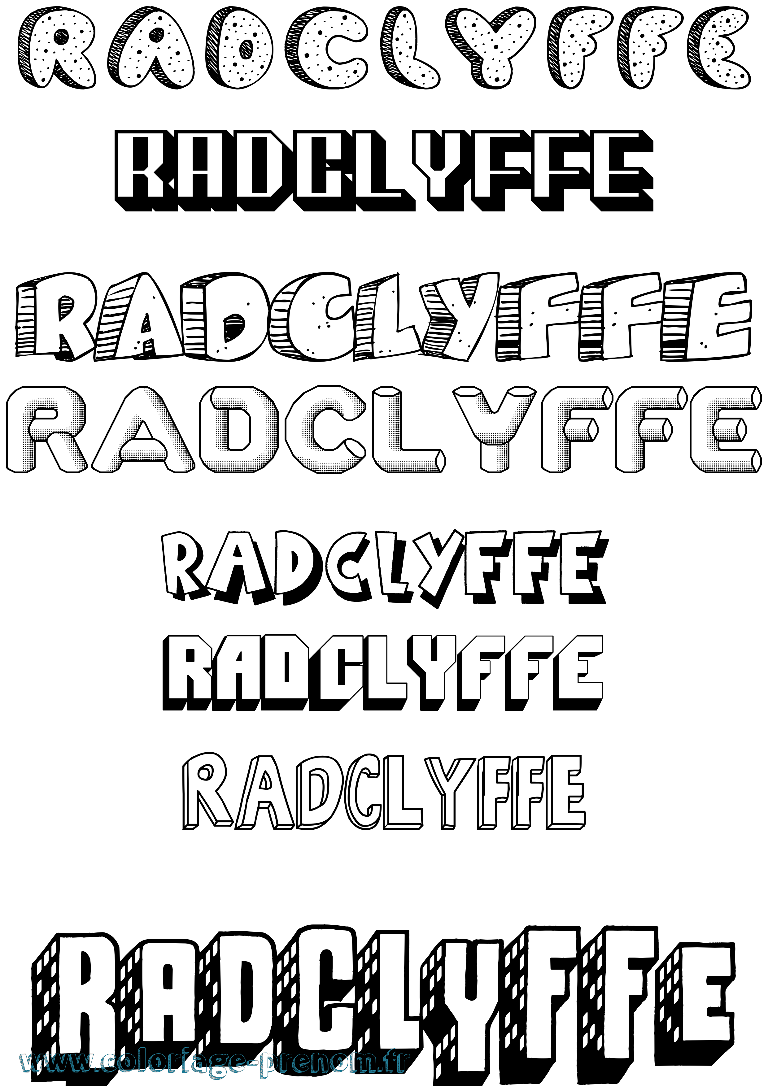 Coloriage Radclyffe Effet 3D Coloriage prénom Radclyffe Effet 3D
