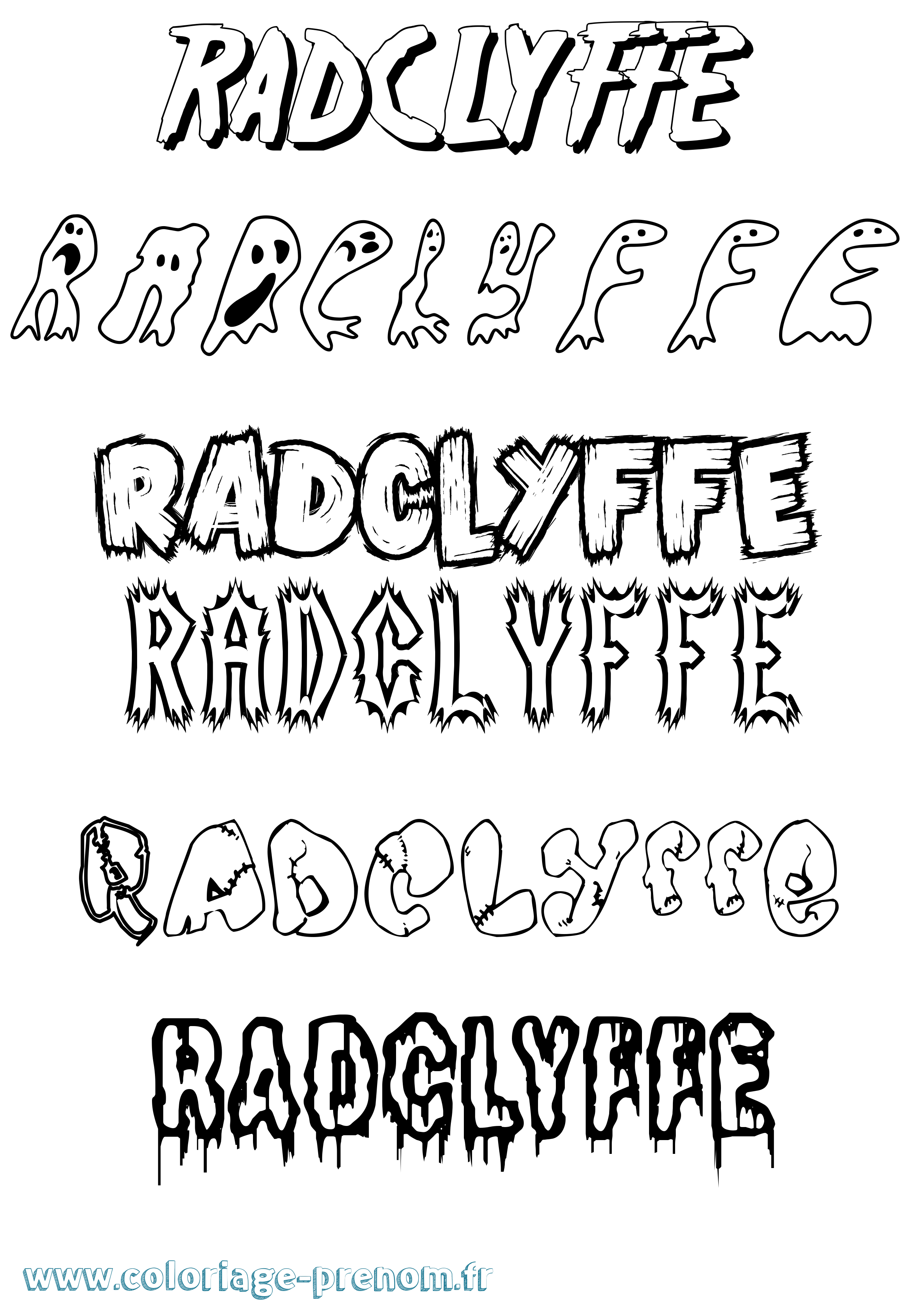 Coloriage Radclyffe Frisson Coloriage prénom Radclyffe Frisson