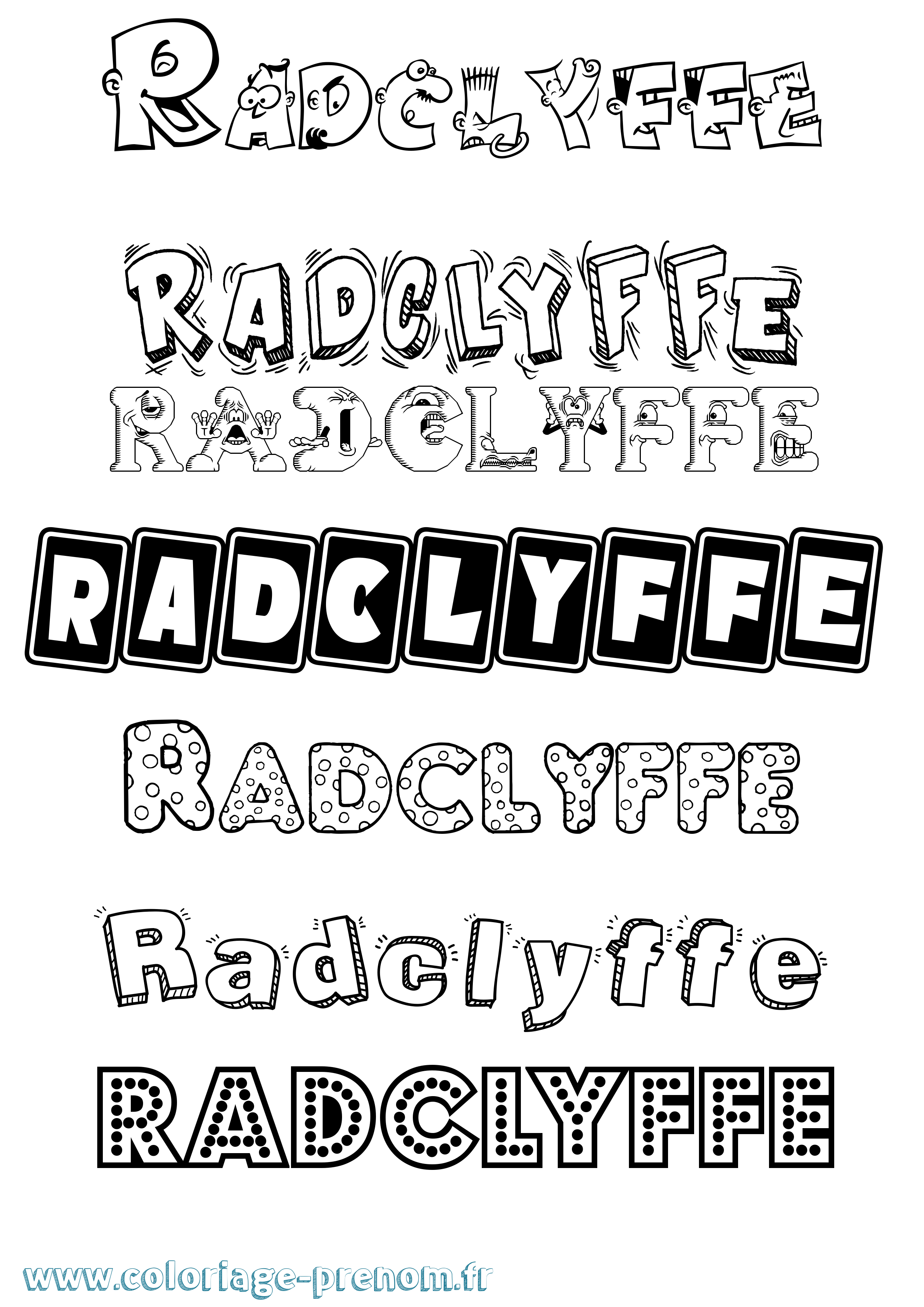 Coloriage Radclyffe Fun Coloriage prénom Radclyffe Fun