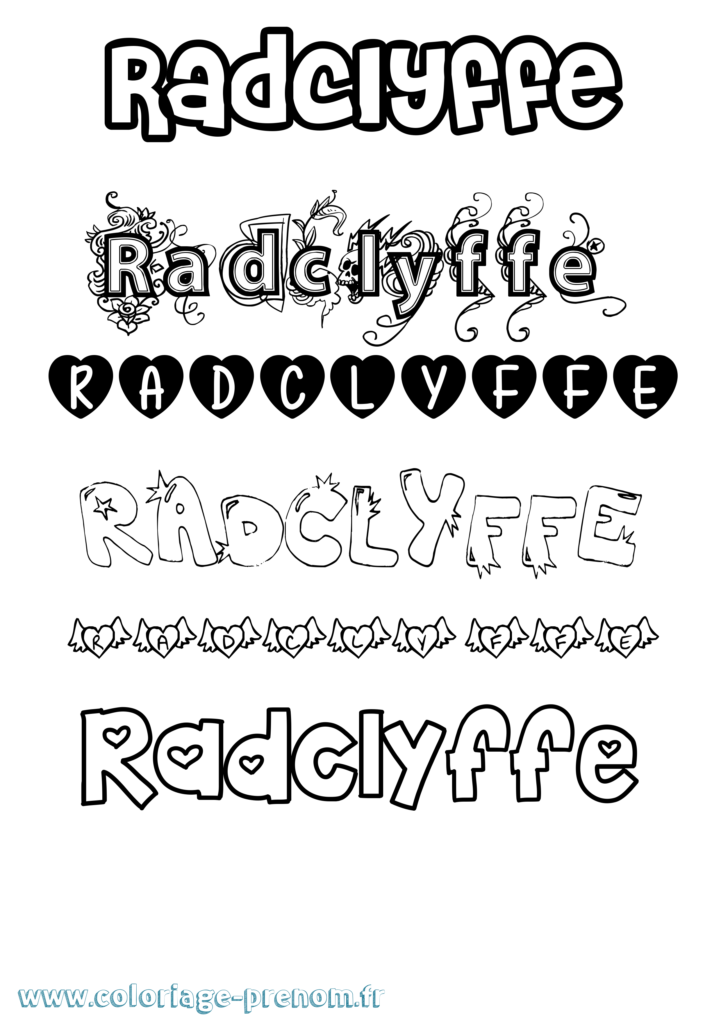 Coloriage Radclyffe Girly Coloriage prénom Radclyffe Girly